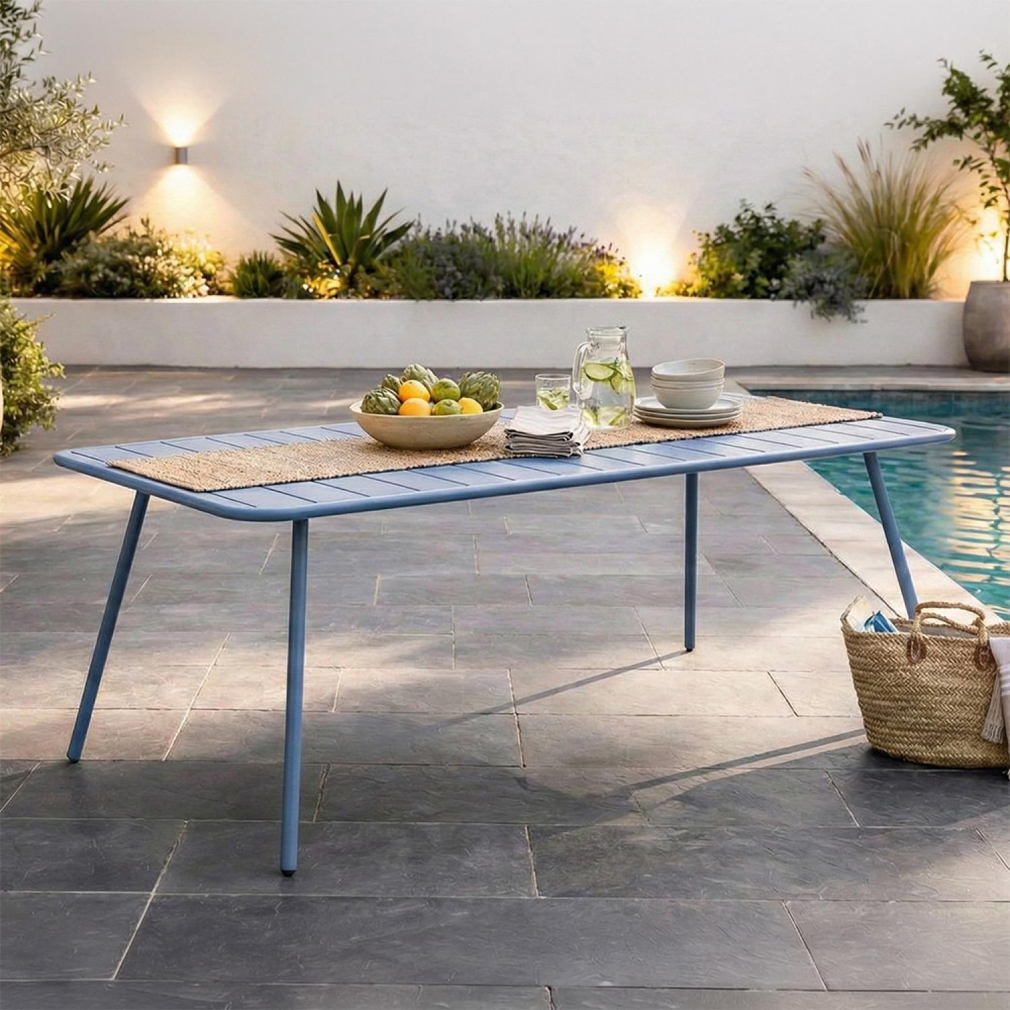 Voir la diapositive 2 : CONCEPT USINE Table de jardin 6 places 160cm bleu bergame