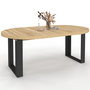 Voir la diapositive 1 : ID MARKET Table à manger extensible ronde PHOENIX 4-10 personnes bois et noir 110-200 cm