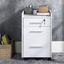 Voir la diapositive 2 : HOMCOM HOMCOM Caisson de bureau rangement bureau sur roulettes 3 tiroirs 1 verrouillable 1 trieur dossiers MDF panneaux particules blanc