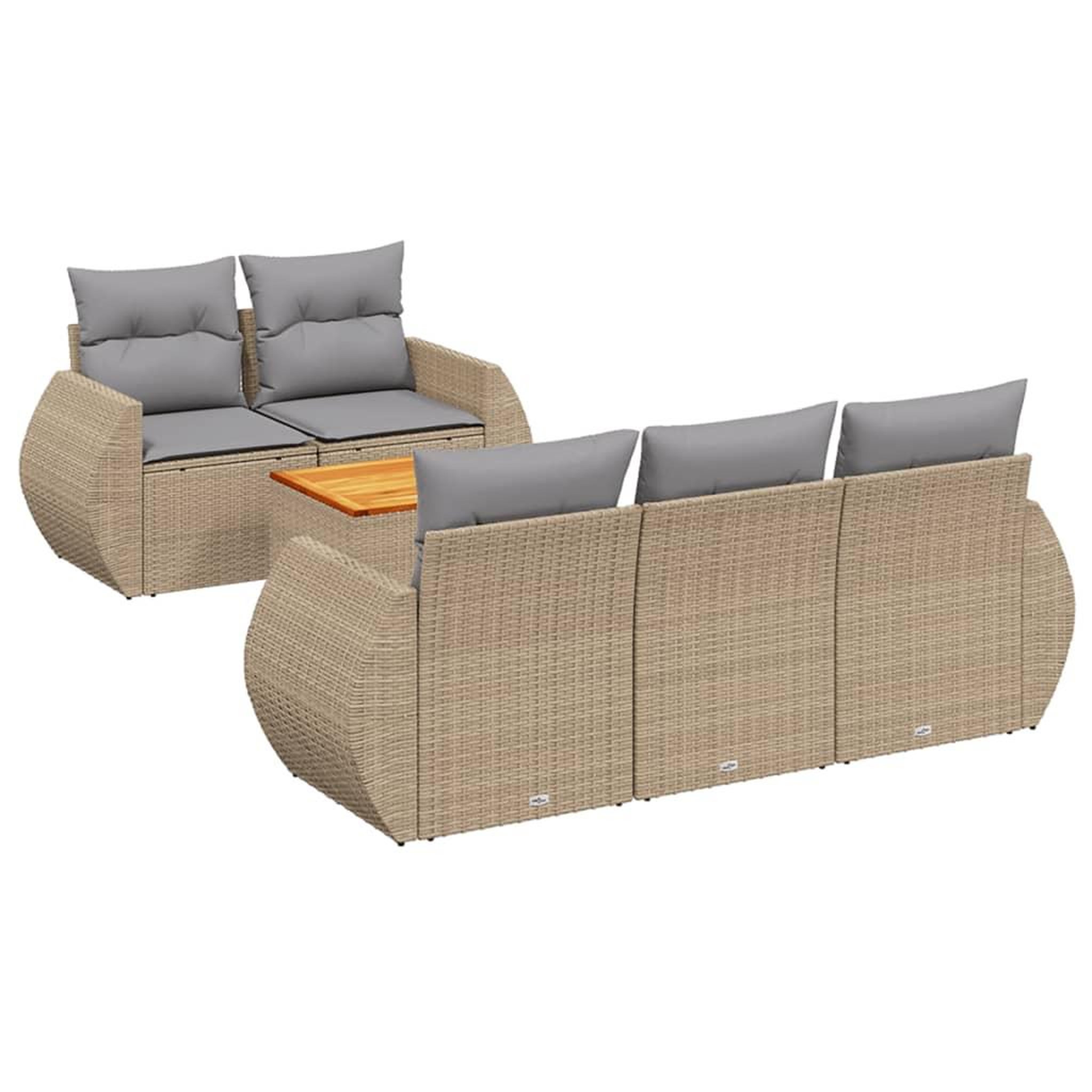 Voir la diapositive 2 : VIDAXL Salon de jardin avec coussins 6 pcs beige resine tressee