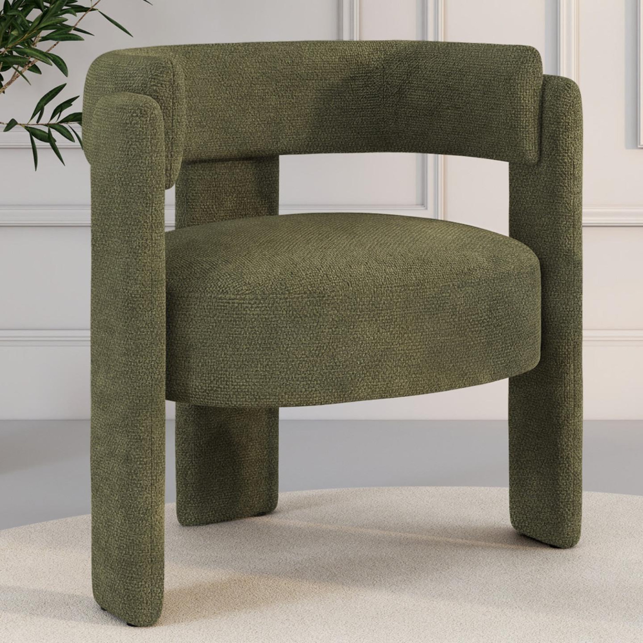 Voir la diapositive 2 : ID MARKET Fauteuil tripode gustave tissu chenille vert