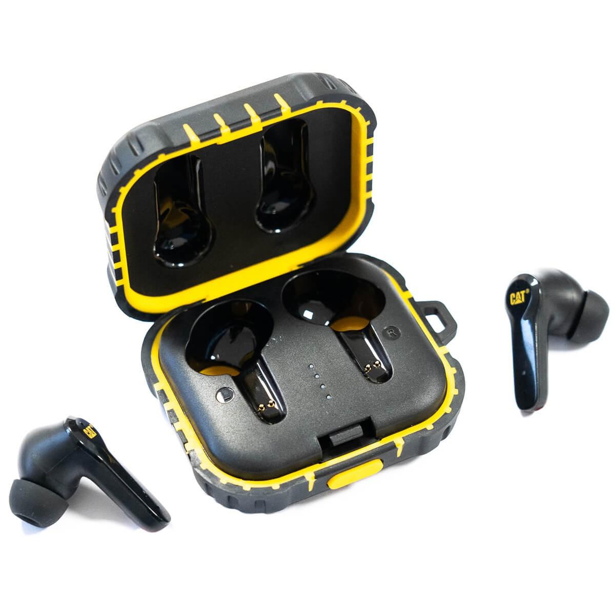 Voir la diapositive 3 : caterpillar Ecouteurs sans fil Bluetooth noir Réduction de bruit Portée 10m autonomie 4-5h IP55 IOS Android CAT