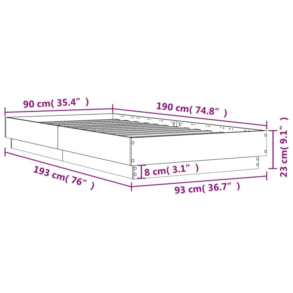 VIDAXL Cadre de lit sans matelas avec lumieres LED 90x190 cm