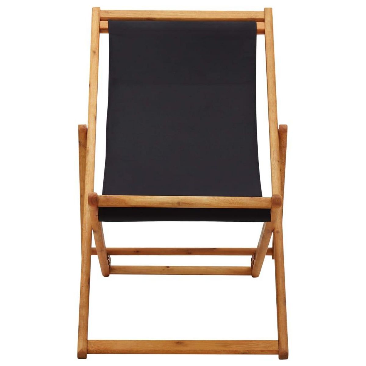 VIDAXL Chaise pliable de plage bois d'eucalyptus et tissu noir