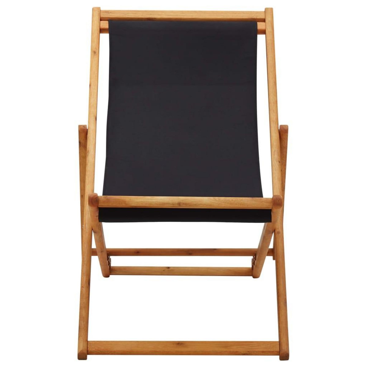VIDAXL Chaise pliable de plage bois d'eucalyptus et tissu noir