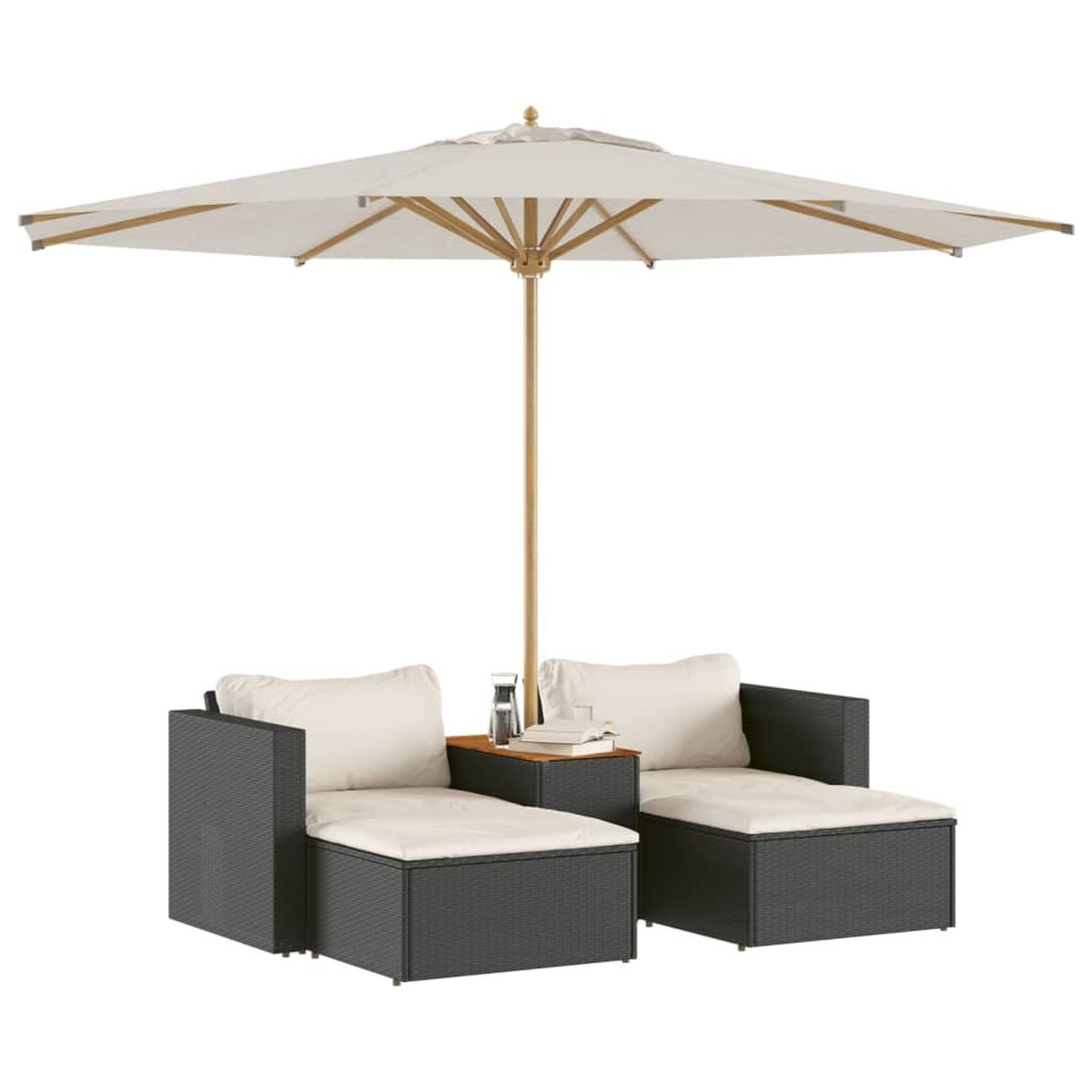 Voir la diapositive 4 : VIDAXL Salon de jardin 5 pcs avec coussins noir resine tressee acacia