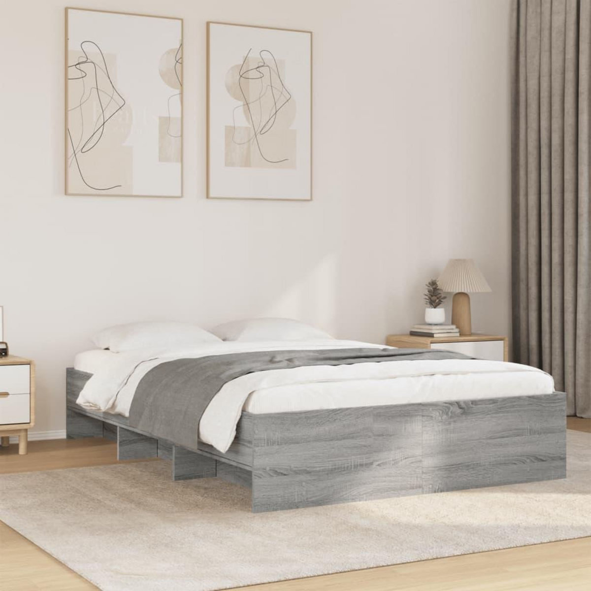 VIDAXL Cadre de lit sans matelas sonoma gris 120x190 cm