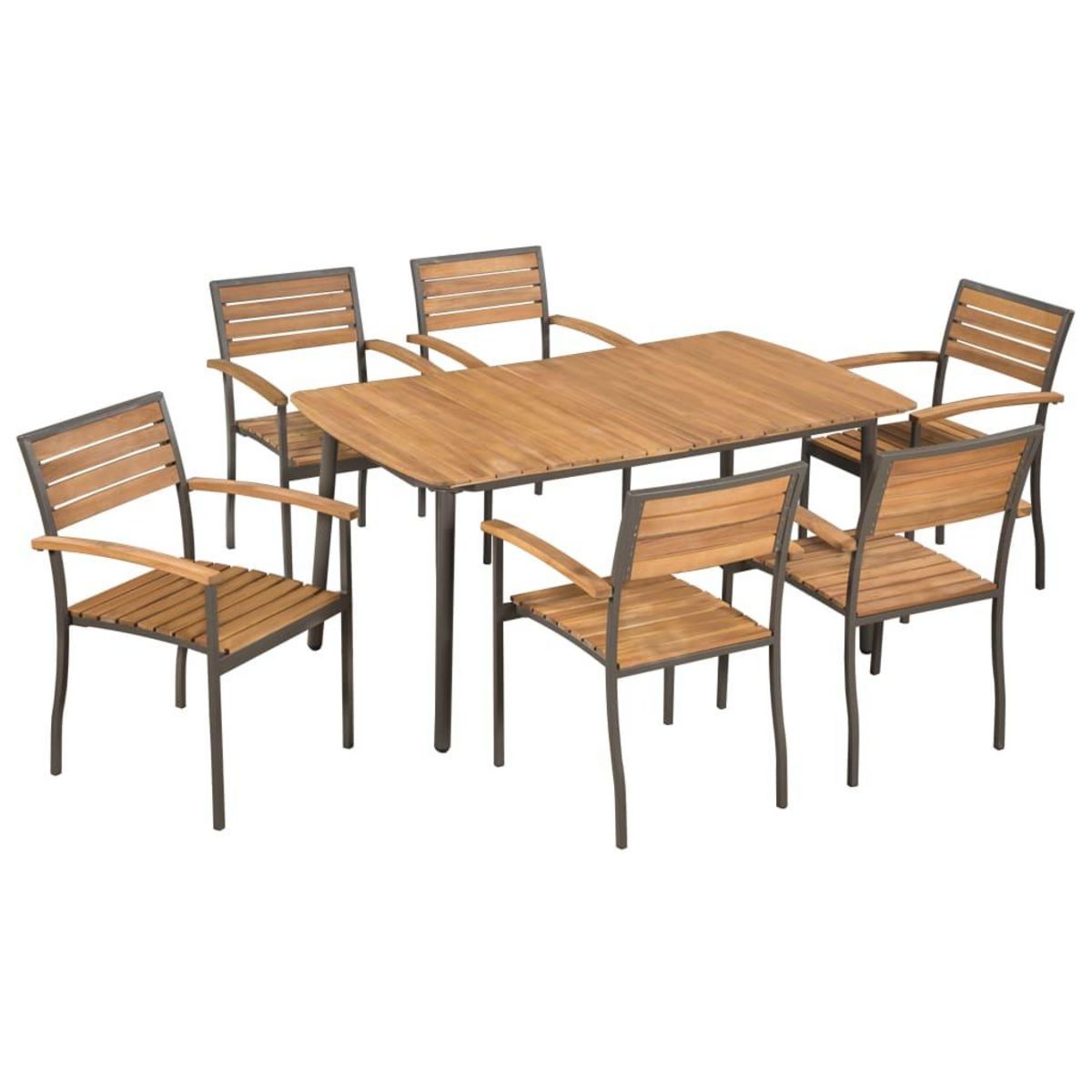VIDAXL Ensemble a manger d'exterieur 7pcs Bois acacia massif et acier