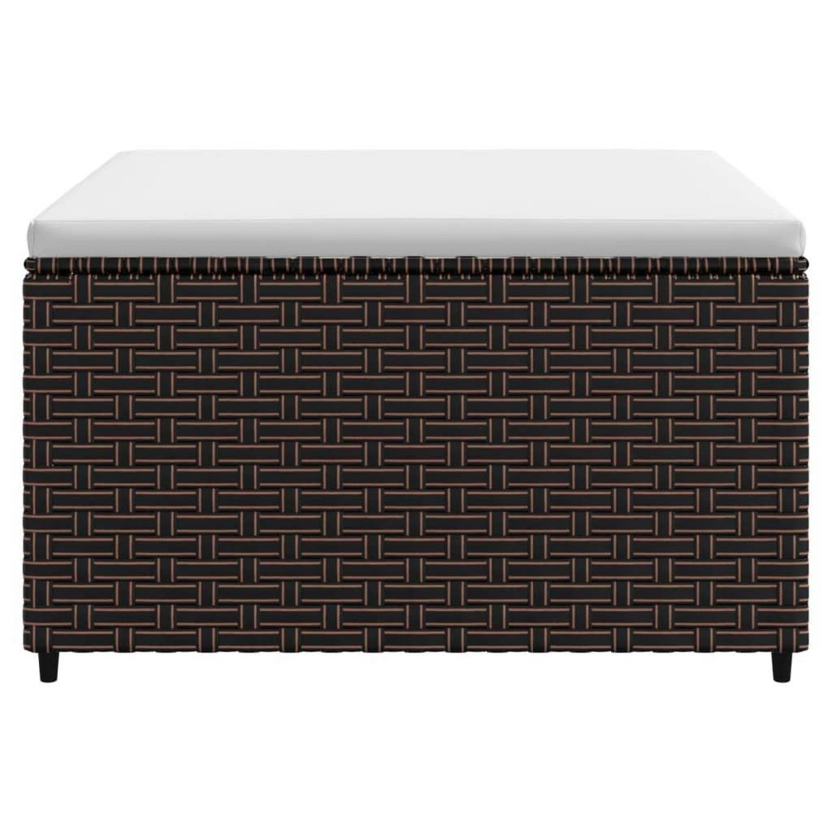 VIDAXL Repose-pied de jardin avec coussin marron resine tressee