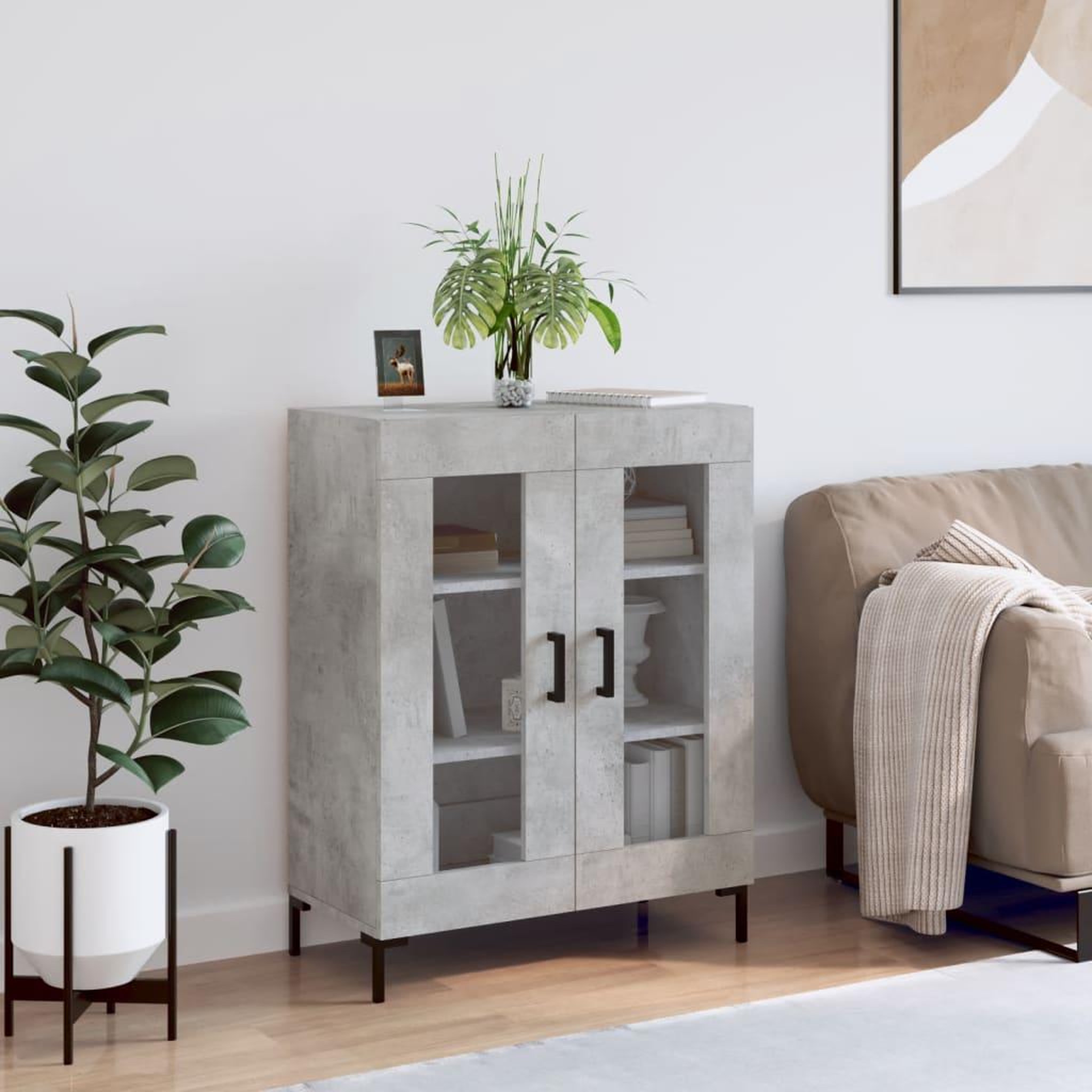 VIDAXL Buffet gris beton 69,5x34x90 cm bois d'ingenierie