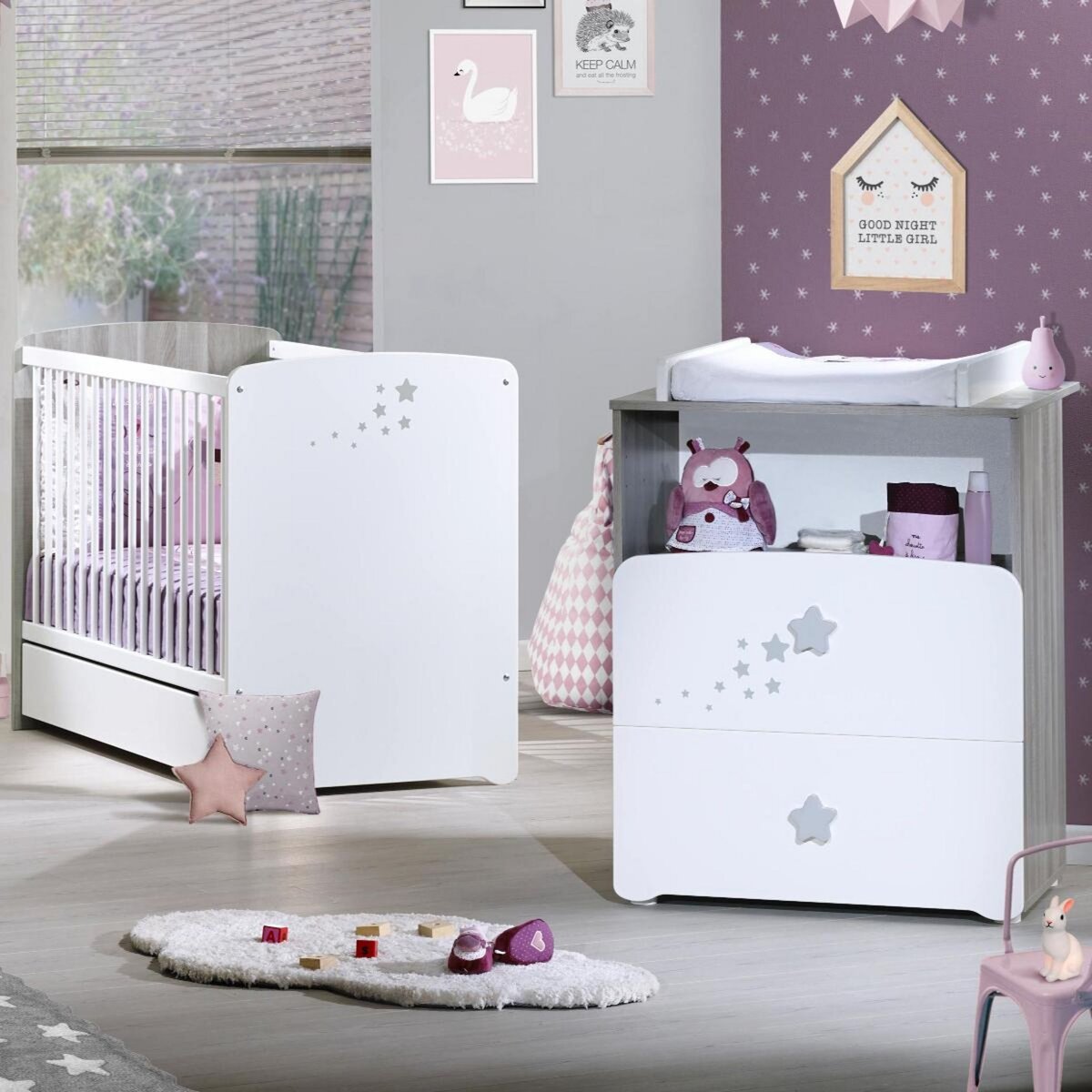 BABY PRICE Ensemble Lit bébé 60x120 cm + commode à langer NEW NAO