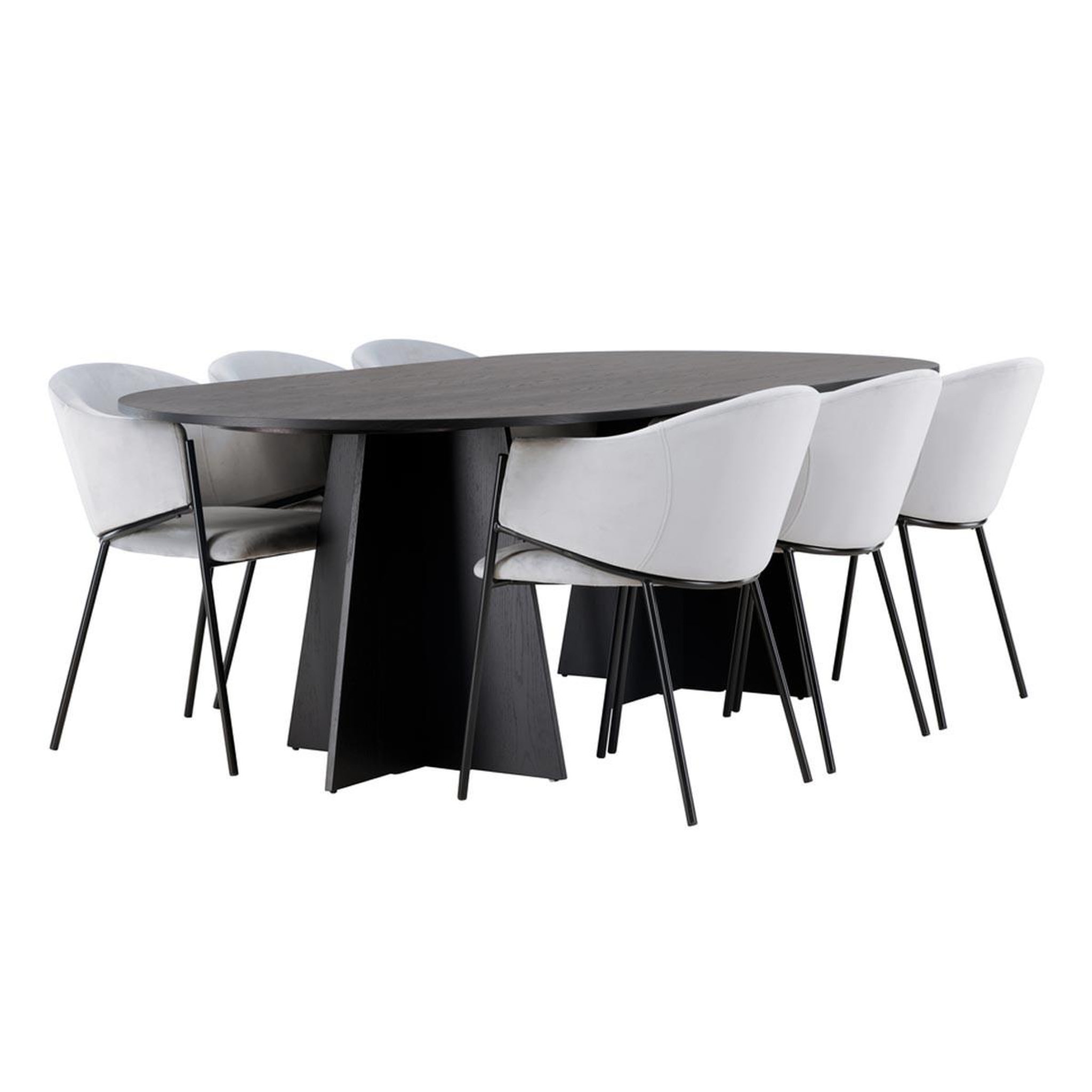 Paris Prix Ensemble table à manger & 6 chaises  bootcut & evelina  230cm noir & gris