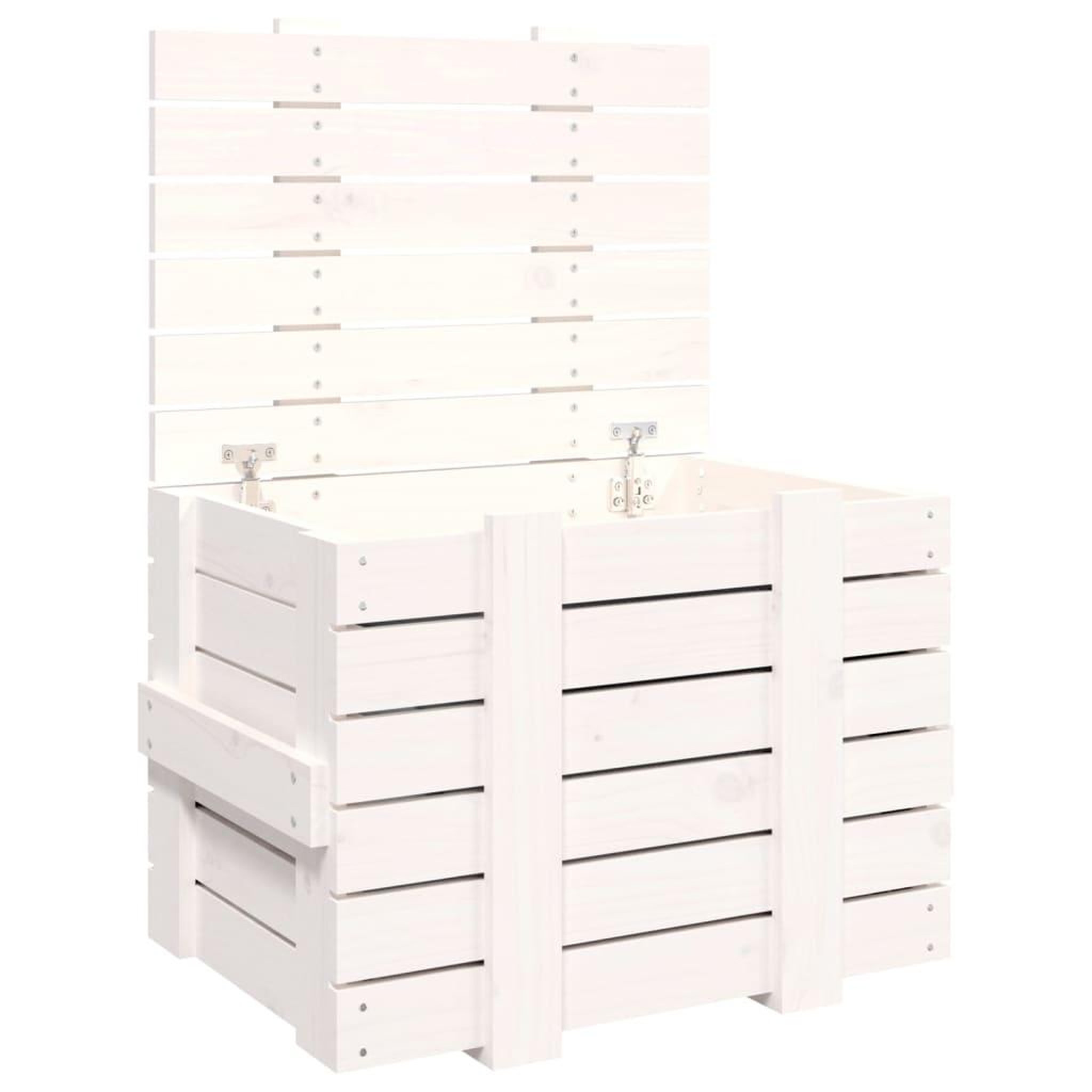 Voir la diapositive 2 : VIDAXL Boîte de rangement Blanc 58x40,5x42 cm Bois massif de pin