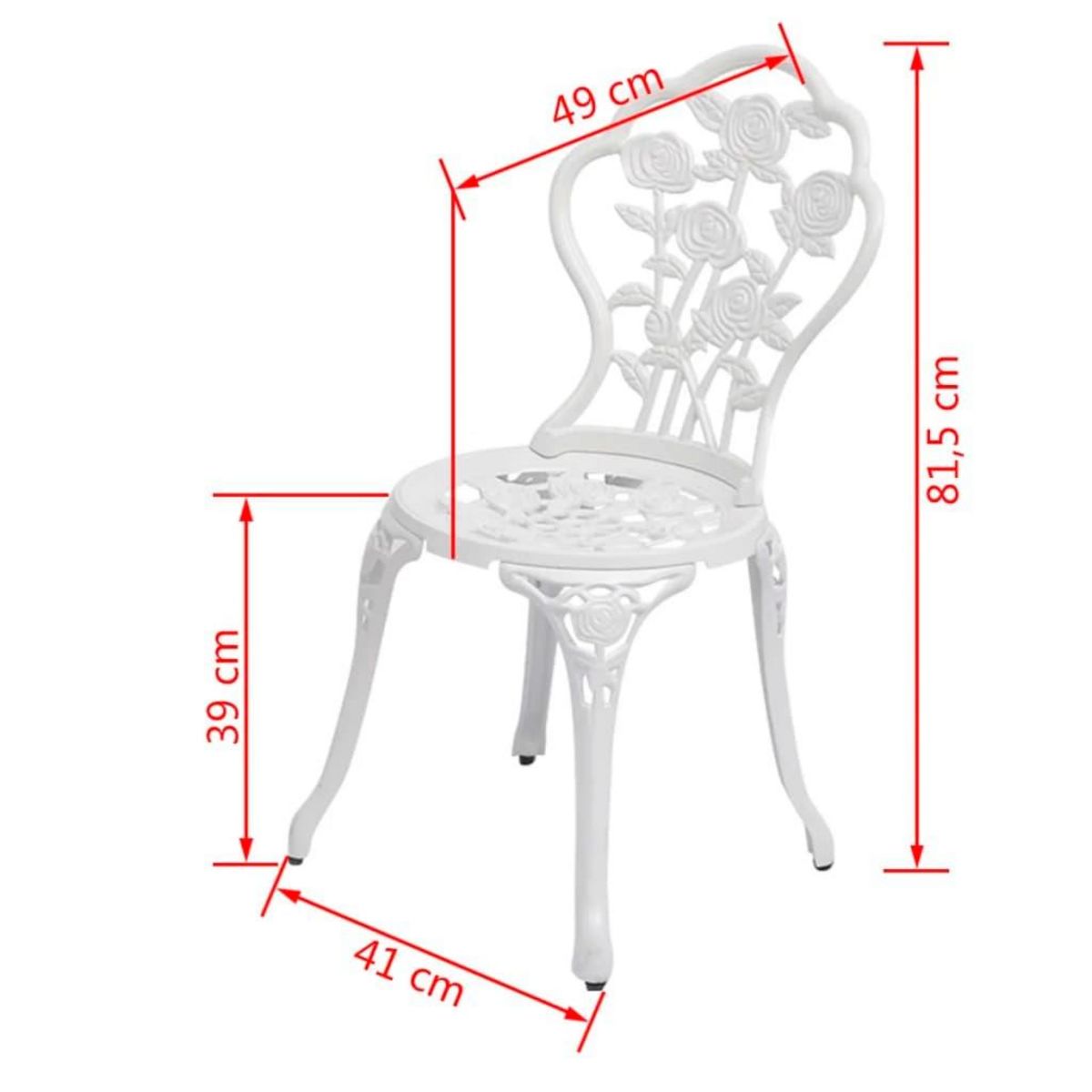 VIDAXL Chaises de bistro lot de 2 Aluminium coule Blanc