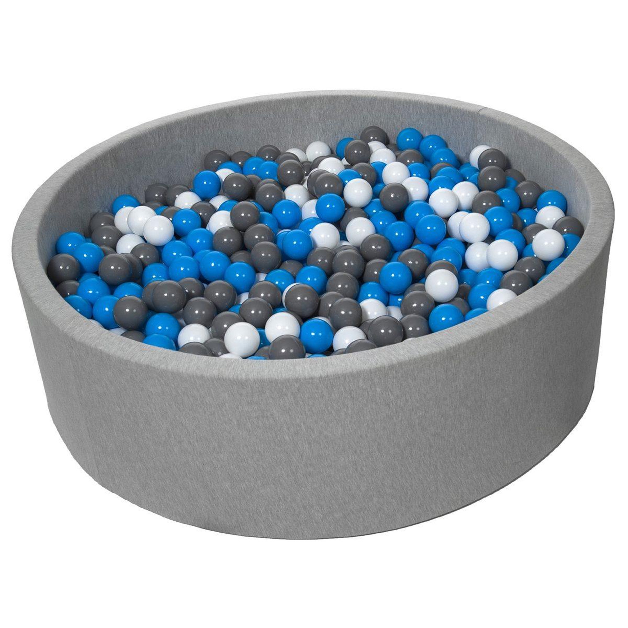 VELINDA Piscine à balles pour enfant, diamètre env.125 cm + 1200 balles blanc, bleu, gris