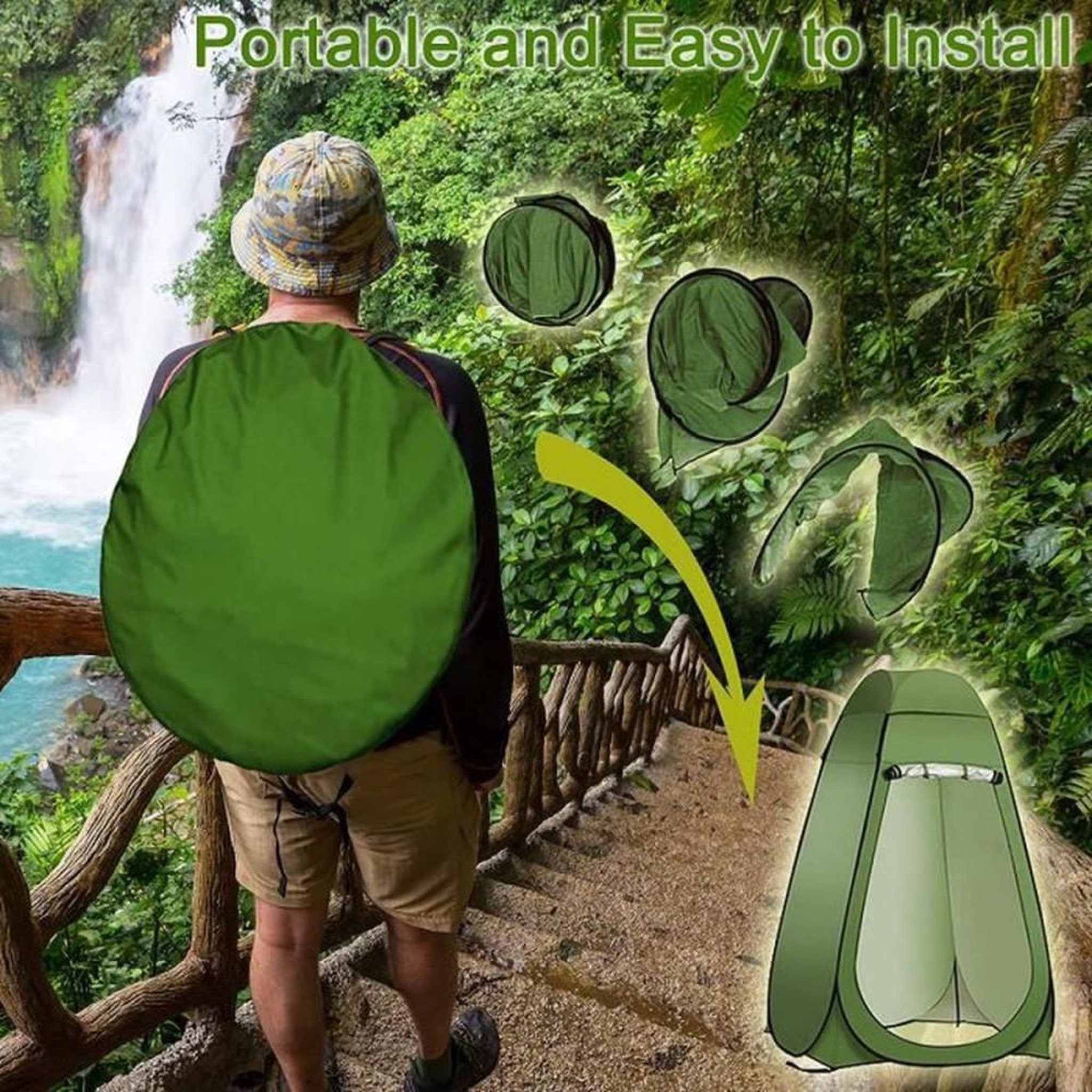 Voir la diapositive 2 : Tente de douche pop-up portable 190x120x120 cm vert pour camping et plage