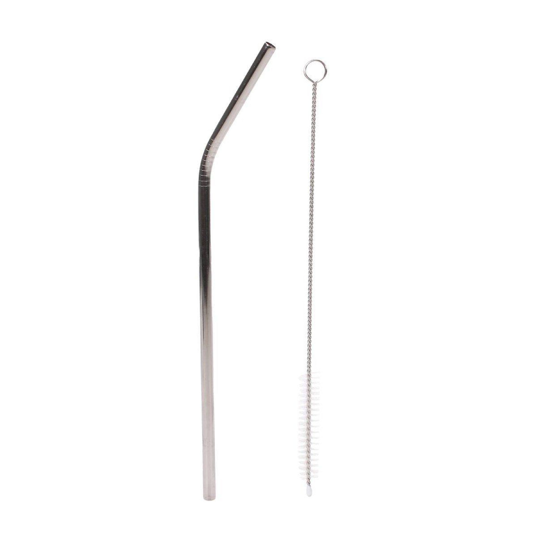 The Home Deco Factory Lot de 4 pailles & goupillon  cocktail  21cm argent