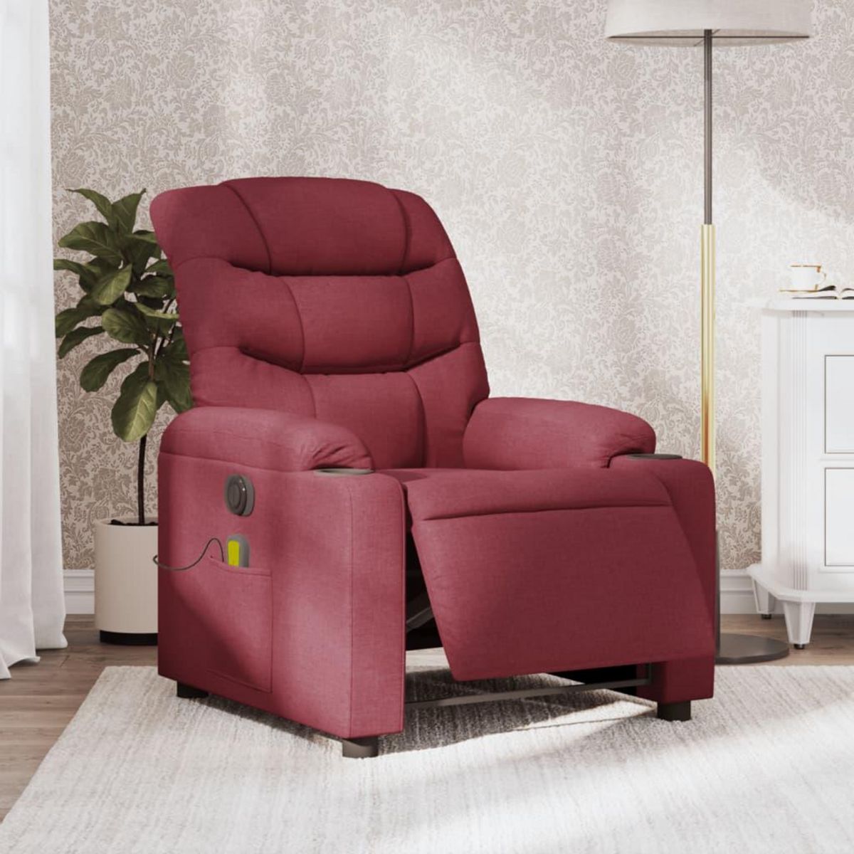 VIDAXL Fauteuil de massage inclinable electrique Rouge bordeaux Tissu