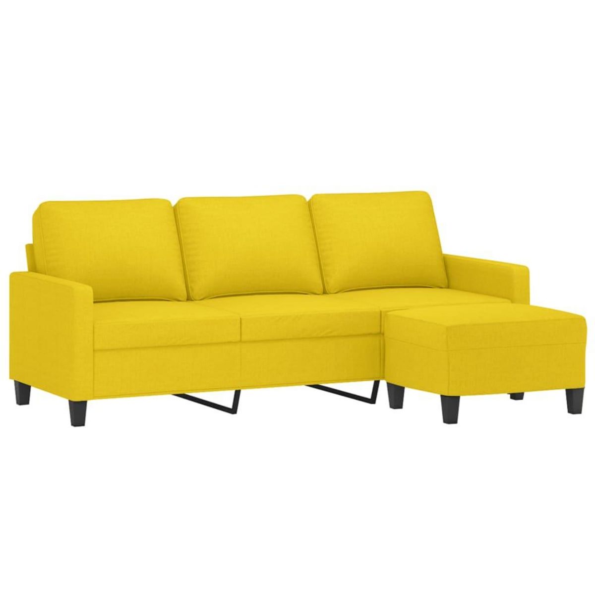 VIDAXL Canape a 3 places avec repose-pieds Jaune clair 180 cm Tissu