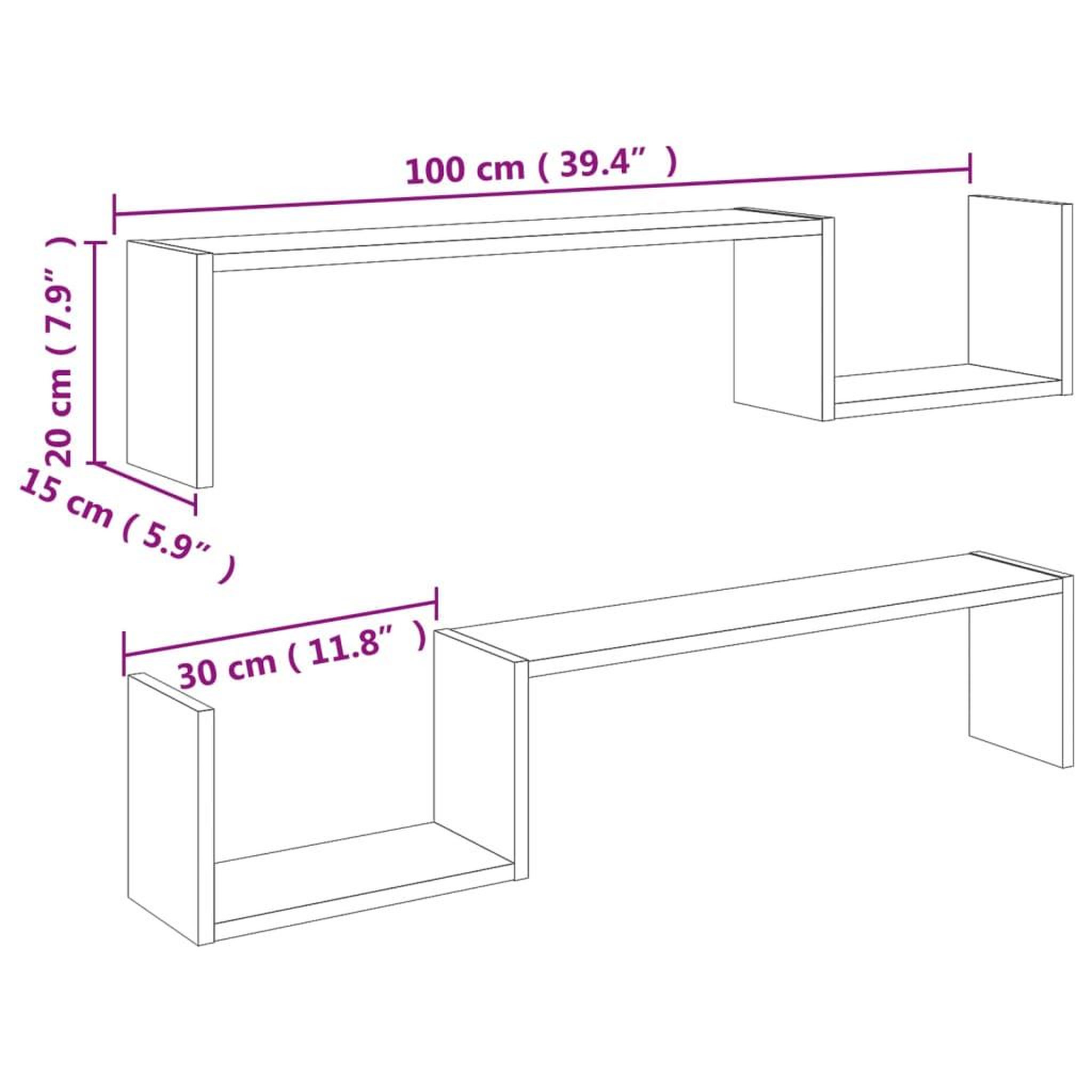 Voir la diapositive 6 : VIDAXL Etageres murales 2 pcs gris beton 100x15x20cm bois d'ingenierie