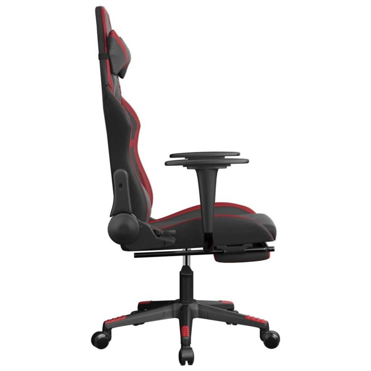 VIDAXL Chaise de jeu avec repose-pied Noir/rouge bordeaux Similicuir