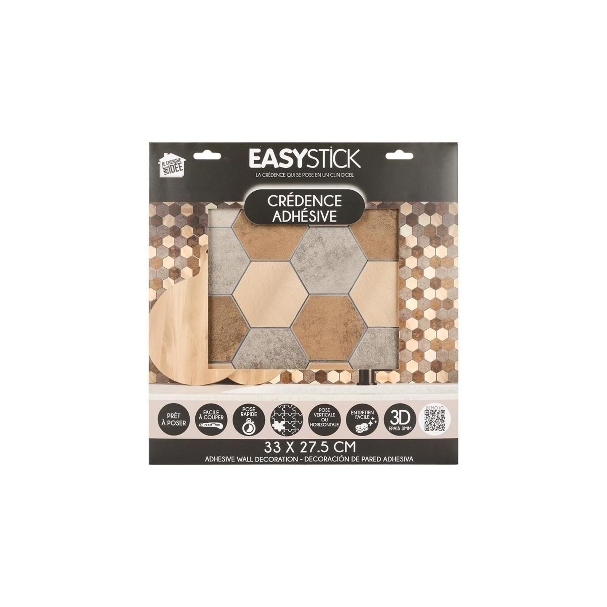 Voir la diapositive 5 : Je cherche une idee Crédence adhésive  hexagone  33cm marron & or