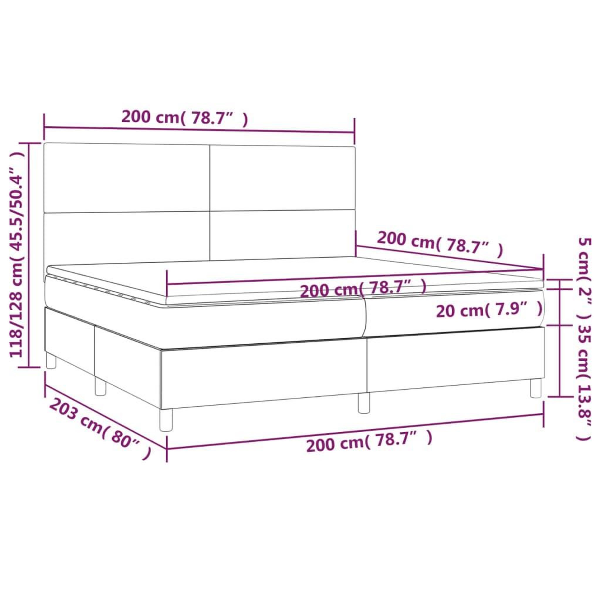 Voir la diapositive 6 : VIDAXL Sommier a lattes de lit avec matelas Marron fonce 200x200 cm
