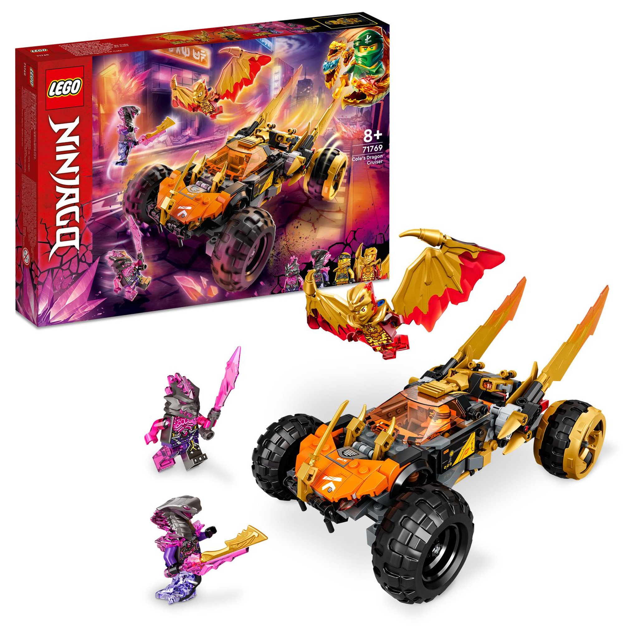 Voir la diapositive 2 : LEGO NINJAGO 71769 Le Bolide Dragon de Cole, Jouet de Voiture et Figurines pour Enfants