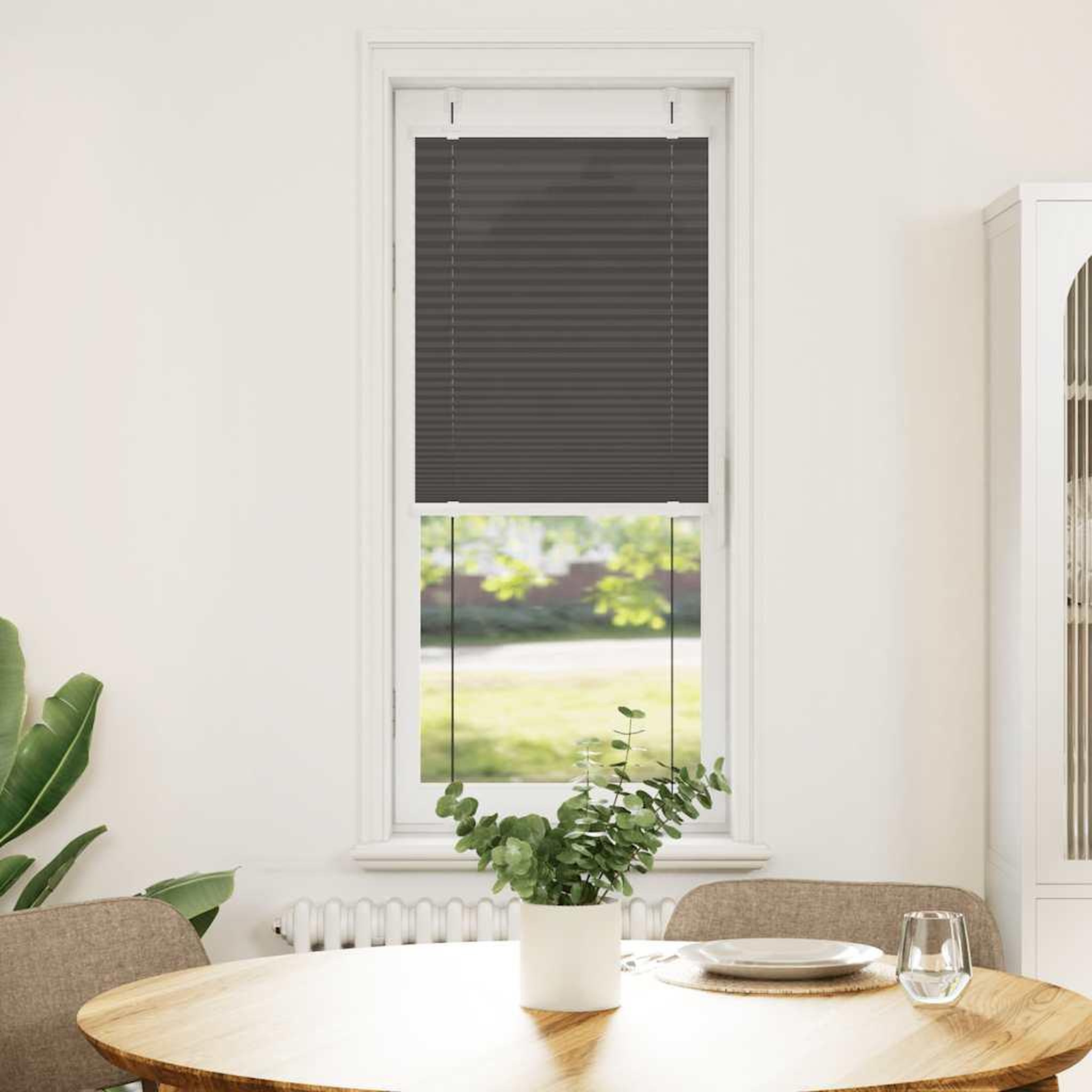 Voir la diapositive 2 : VIDAXL Store plisse noir 45x150 cm largeur du tissu 44,4 cm polyester