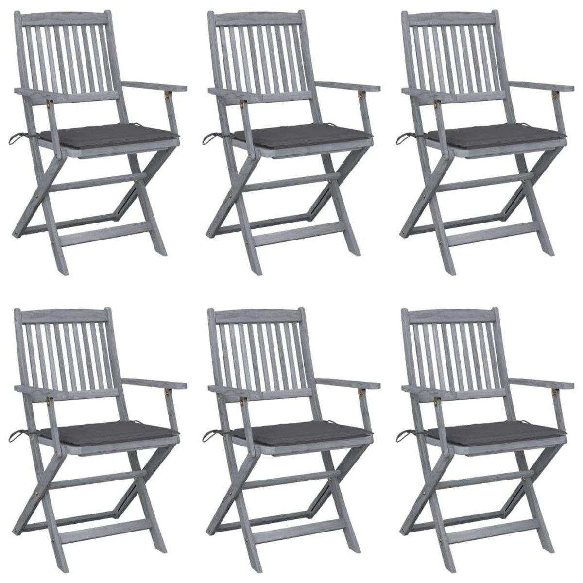 VIDAXL Chaises pliables d'exterieur lot de 6 et coussins Bois d'acacia