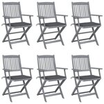 VIDAXL Chaises pliables d'exterieur lot de 6 et coussins Bois d'acacia