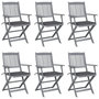 Voir la diapositive 1 : VIDAXL Chaises pliables d'exterieur lot de 6 et coussins Bois d'acacia