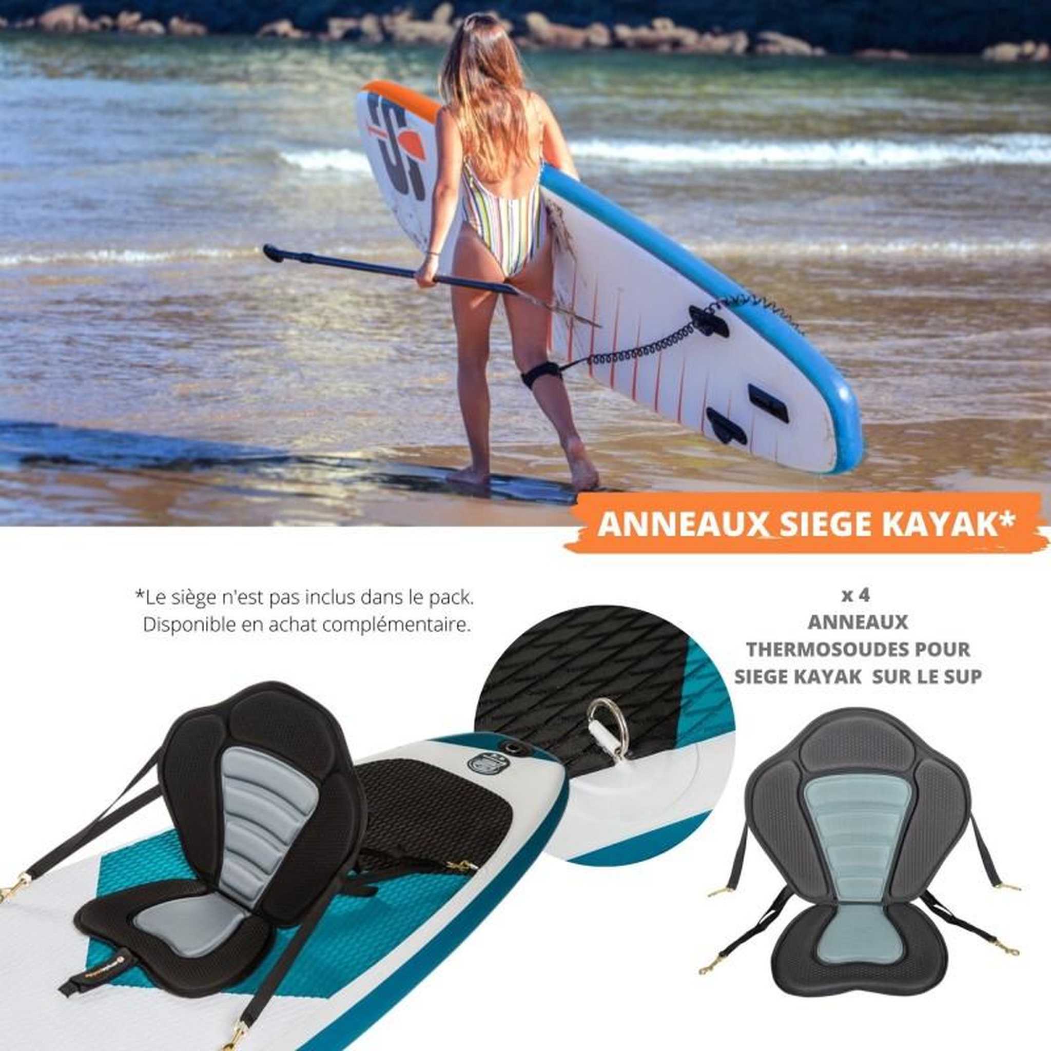 Voir la diapositive 6 : SIMPLE PADDLE Paddle Gonflable S2 10'2  30'' 5'' (310 x 76 x 13 cm) avec Pagaie, Leash, Pompe et Sac de Transport