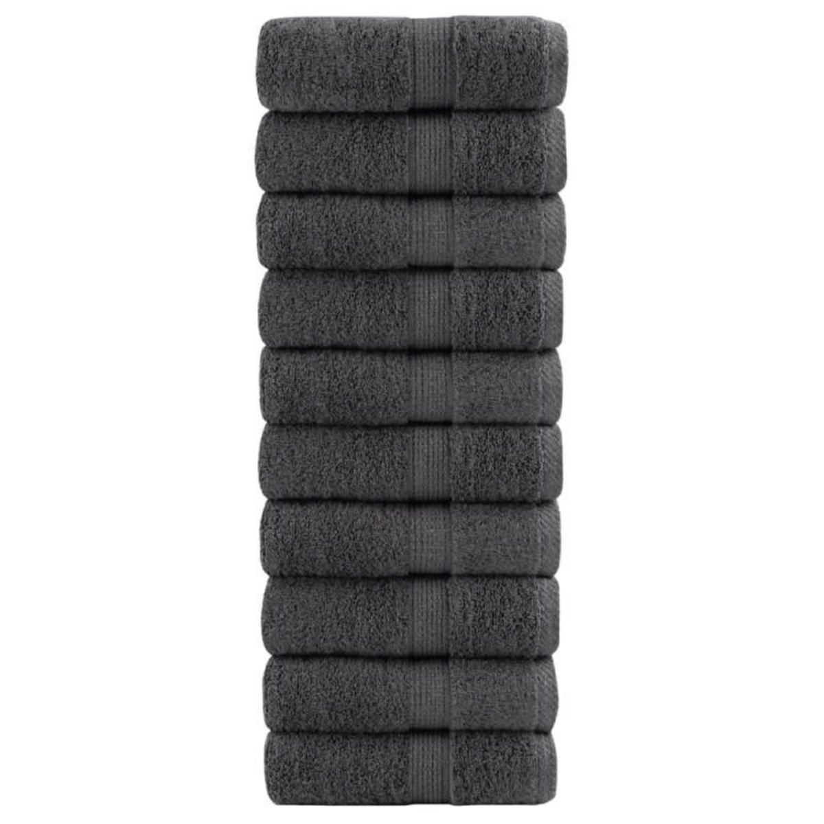 VIDAXL Serviettes de visage de qualité sup. SOLUND 10 pcs anthracite