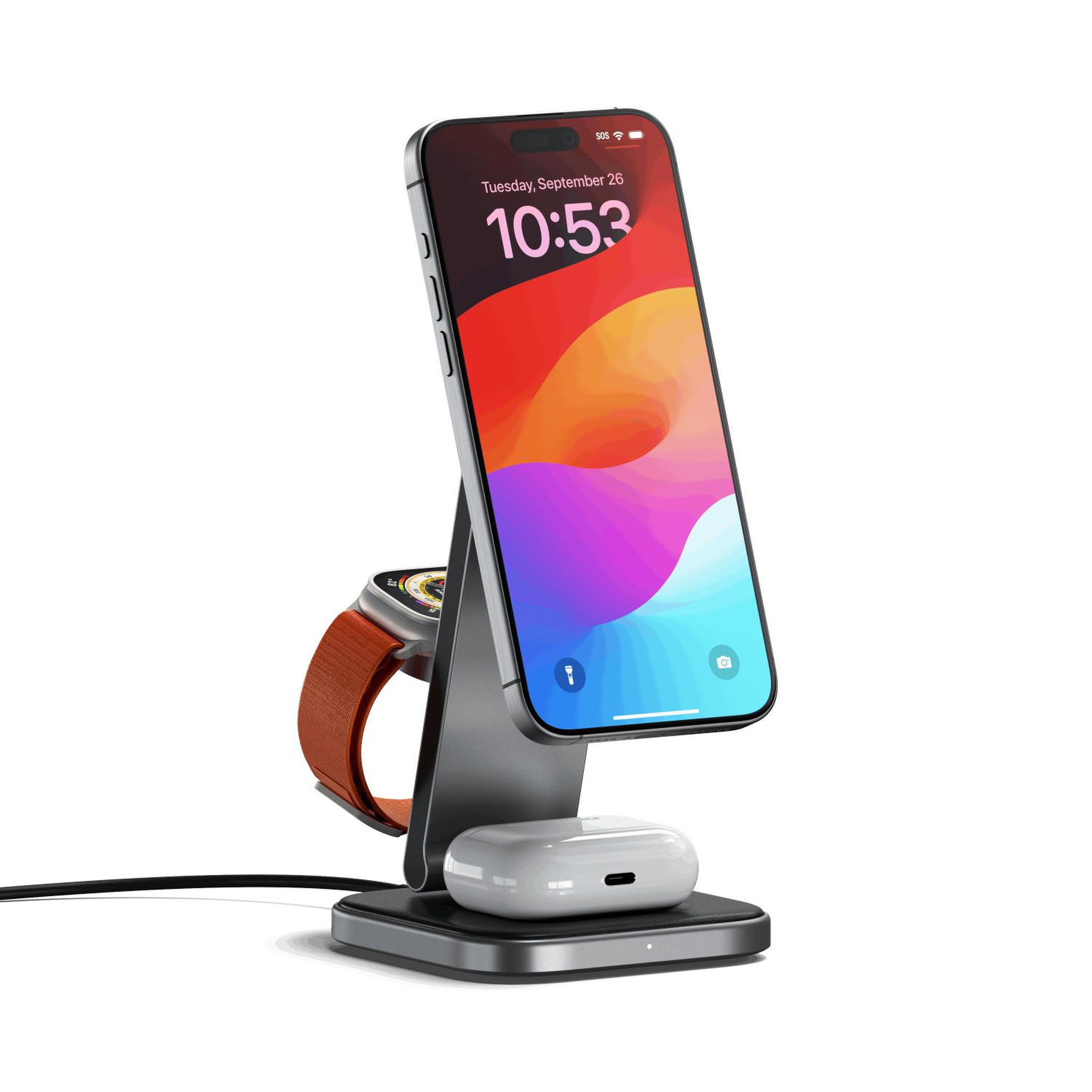 SATECHI Satechi ST-Q31FM-EA chargeur d'appareils mobiles Écouteurs, Smartphone, Smartwatch Gris, Noir USB Recharge sans fil Intérieure