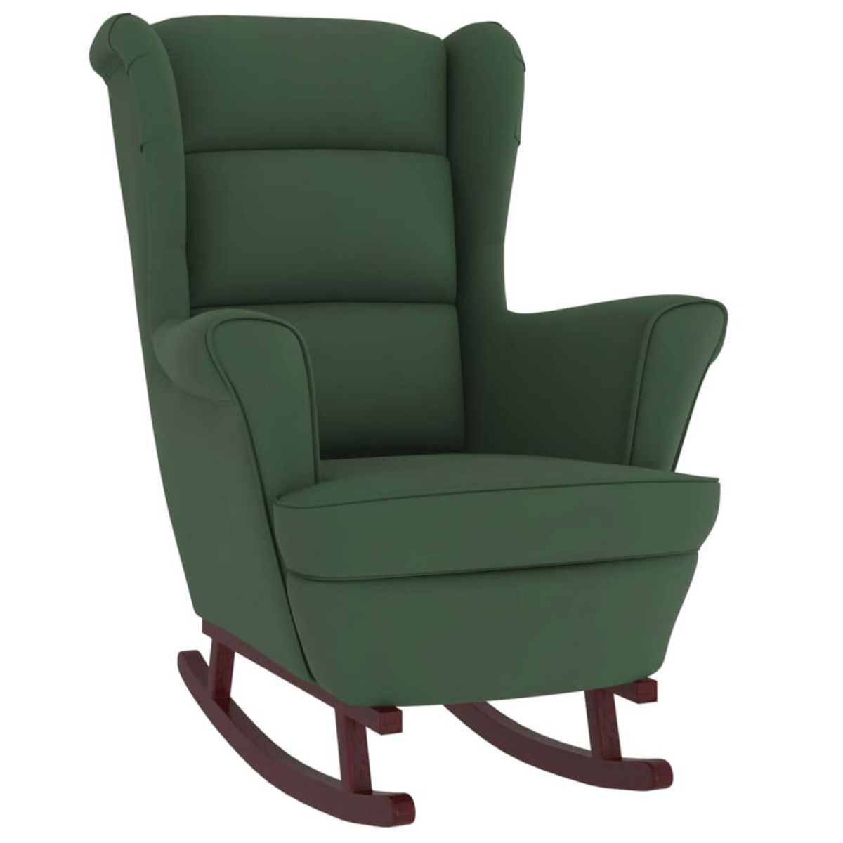 VIDAXL Fauteuil a bascule et pieds en bois d'hevea Vert fonce Velours