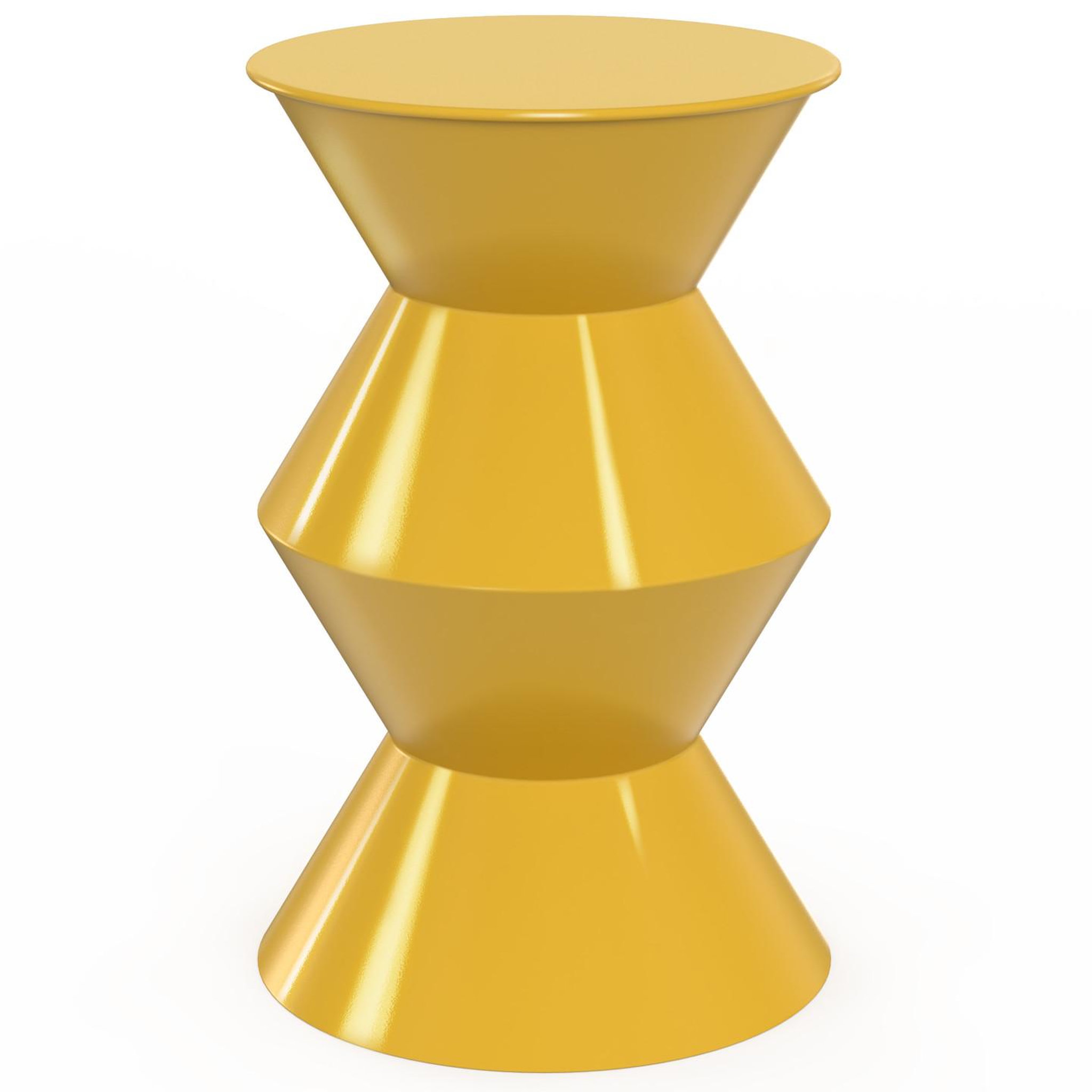 Voir la diapositive 3 : ID MARKET Table d'appoint ronde, bout de canapé, table de chevet irene 30 cm métal jaune foncé