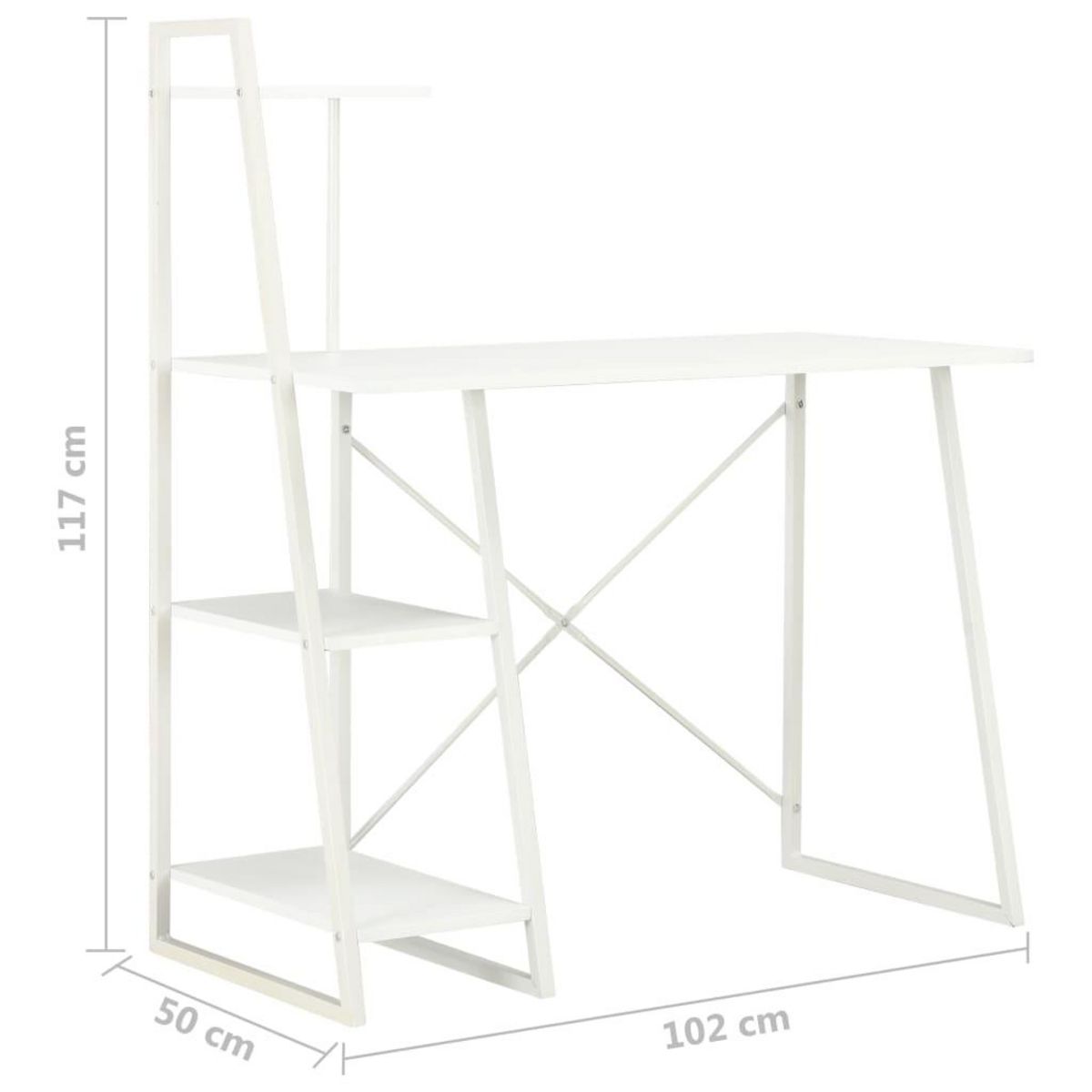 VIDAXL Bureau avec etagere Blanc 102x50x117 cm
