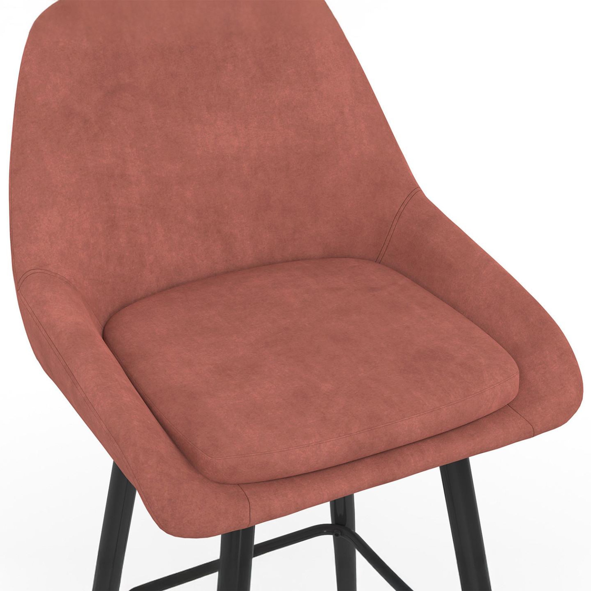 Voir la diapositive 6 : ID MARKET Lot de 4 tabourets de bar thalya en velours terracotta avec demi-accoudoirs