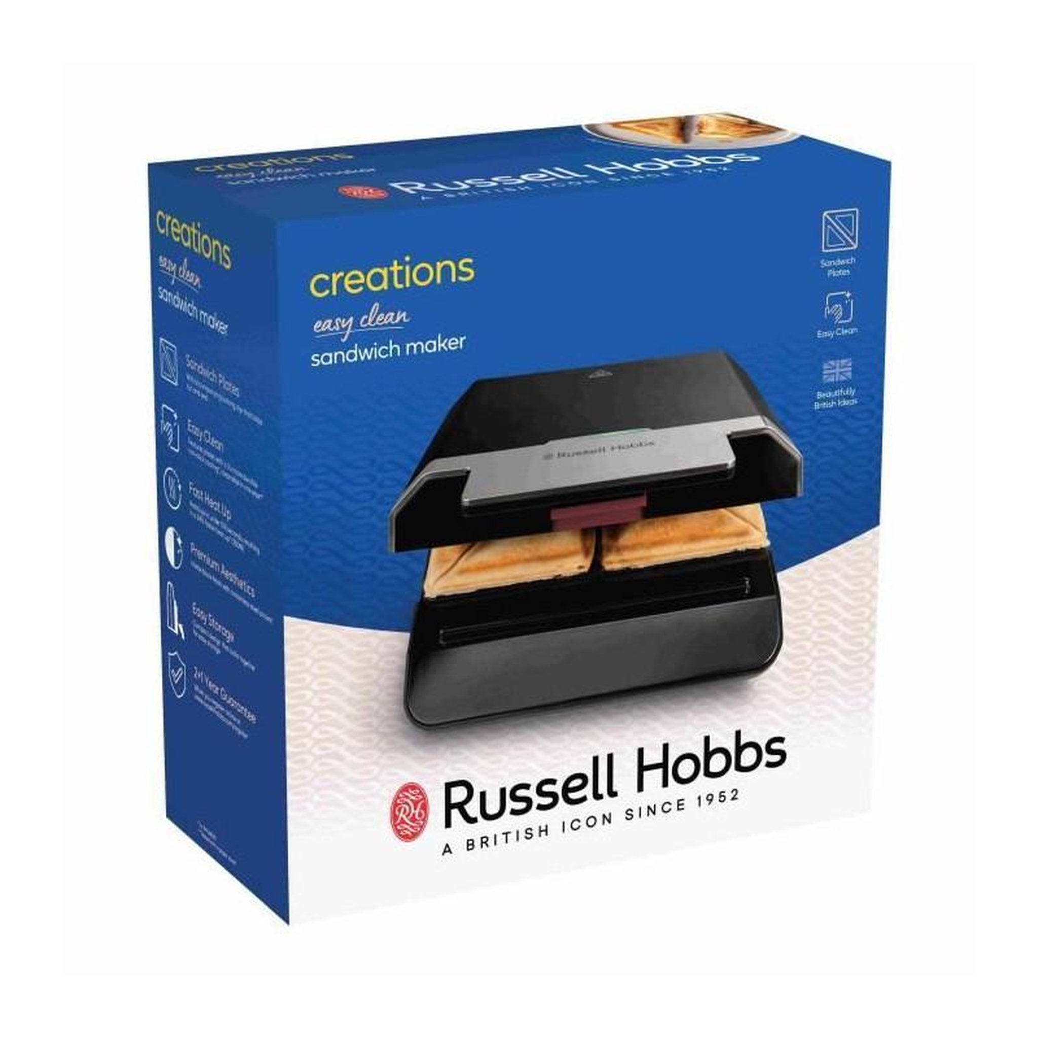 Voir la diapositive 2 : Russell Hobbs Croque-monsieur - RUSSELL HOBBS - 26800-56 - 750 W - Chauffage rapide : 108 s - Anti-adhésif - Noir / Acier