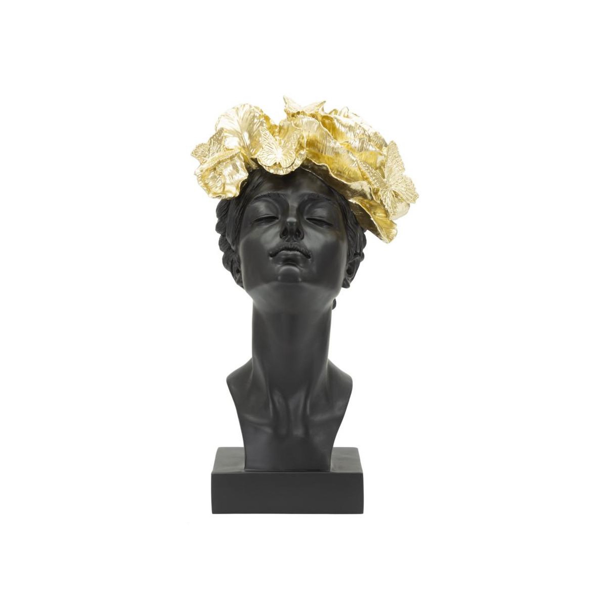 Paris Prix Statuette Tête Femme  Papillons  36cm Noir