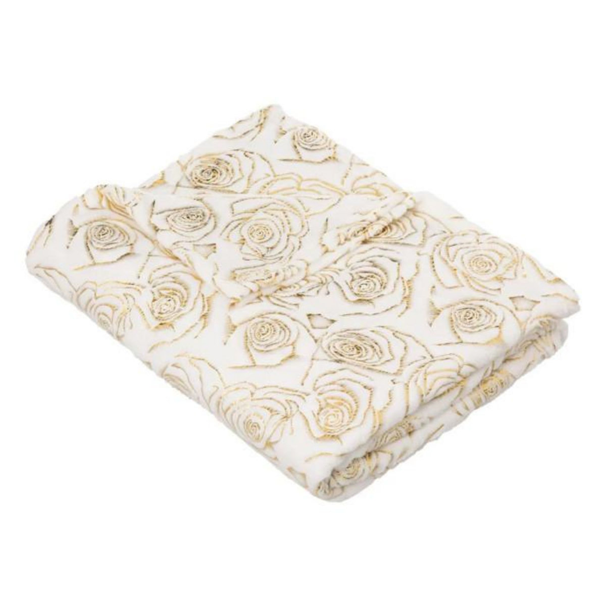 ATMOSPHERA Plaid Imprimé  Perle de Rose  130x180cm Blanc