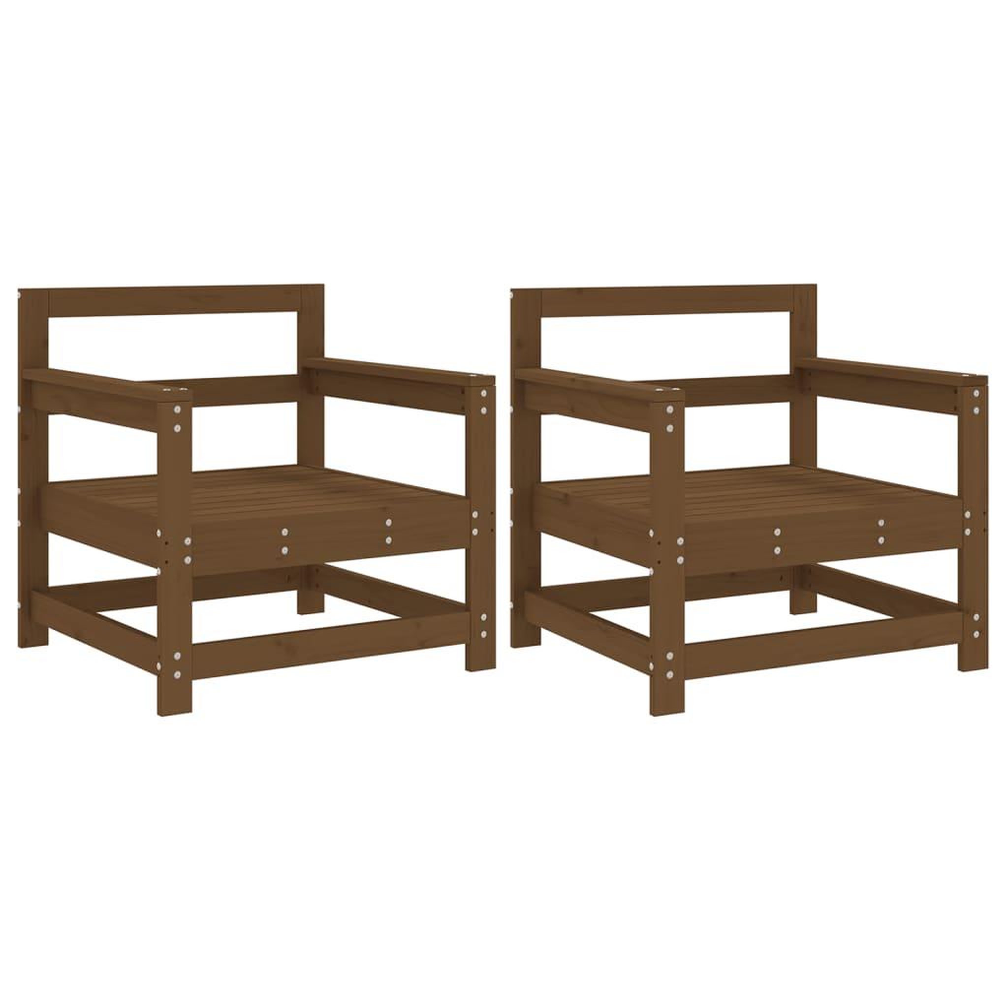 Voir la diapositive 2 : VIDAXL Chaises de jardin lot de 2 marron miel bois massif de pin