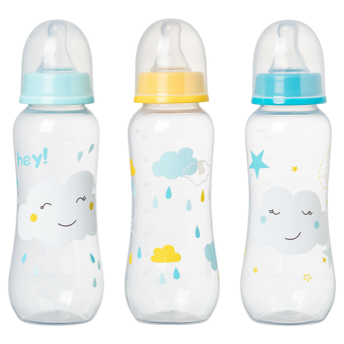 Babycalin Lot de 3 biberons plastique 250ml nuage