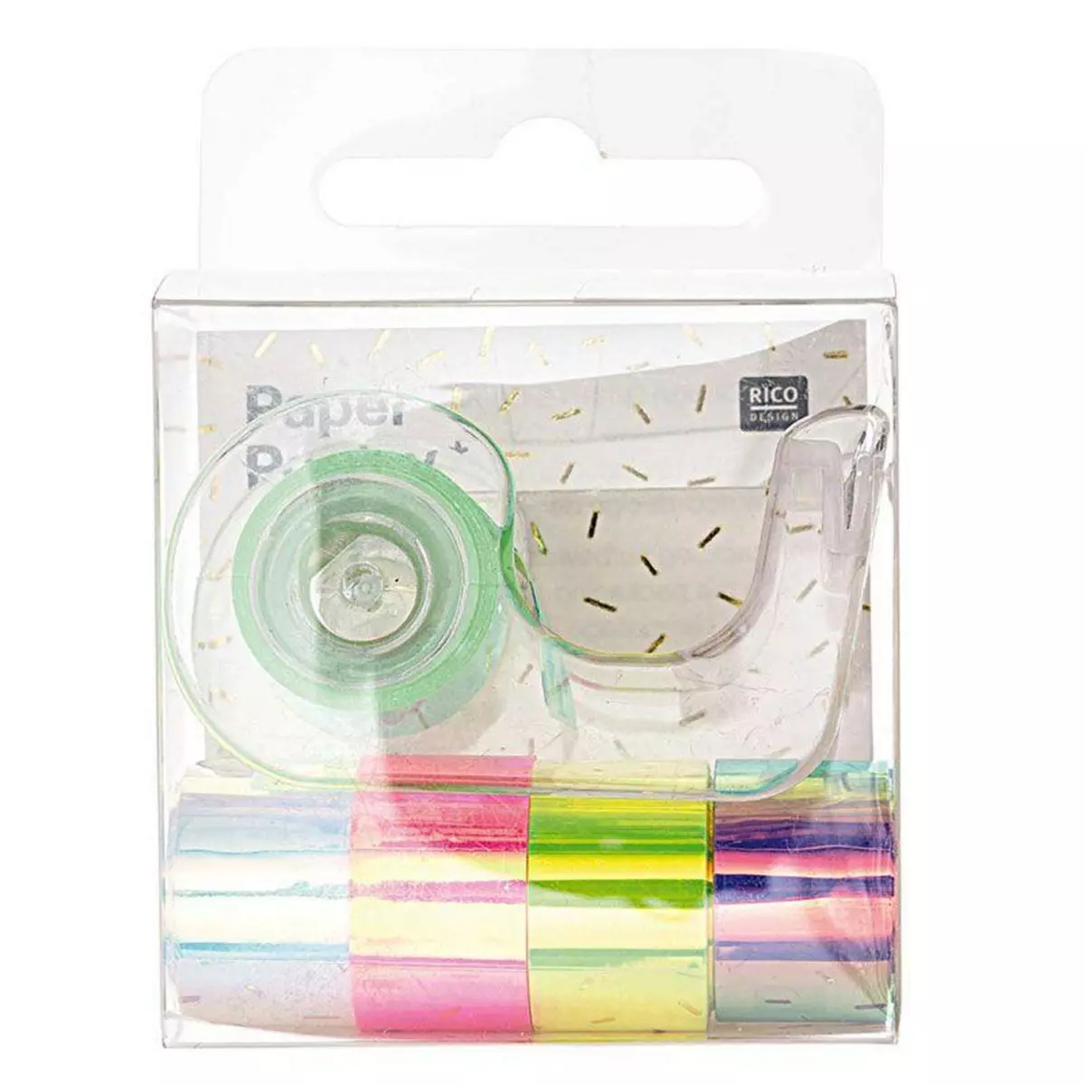 RICO DESIGN 5 mini masking tapes iridescent miroir arc en ciel - 1,2 cm x 1,8 m