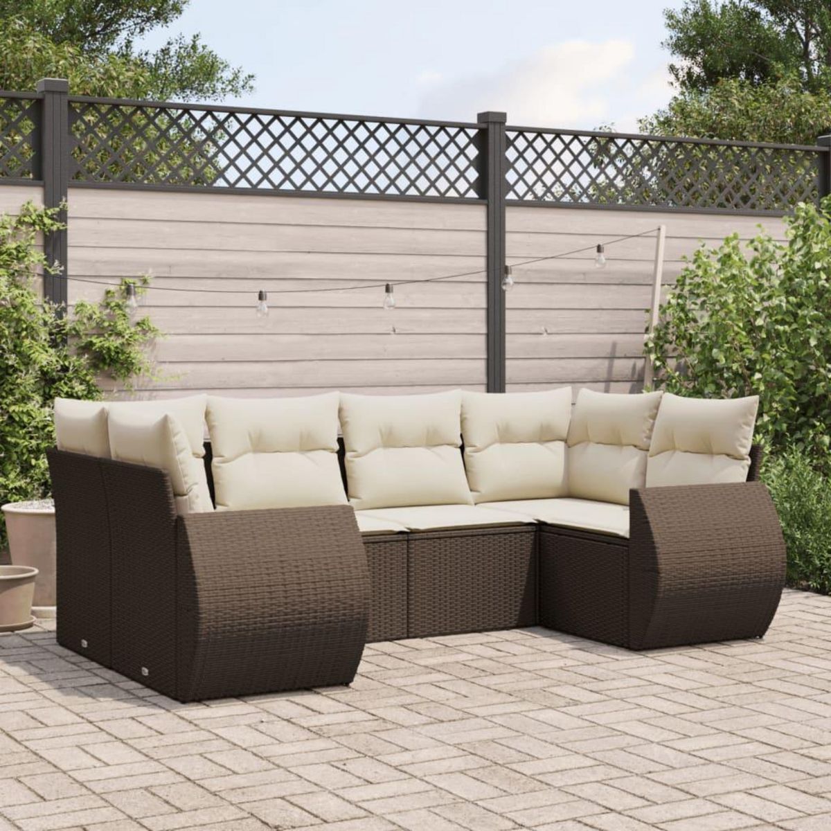 VIDAXL Salon de jardin avec coussins 6 pcs marron resine tressee