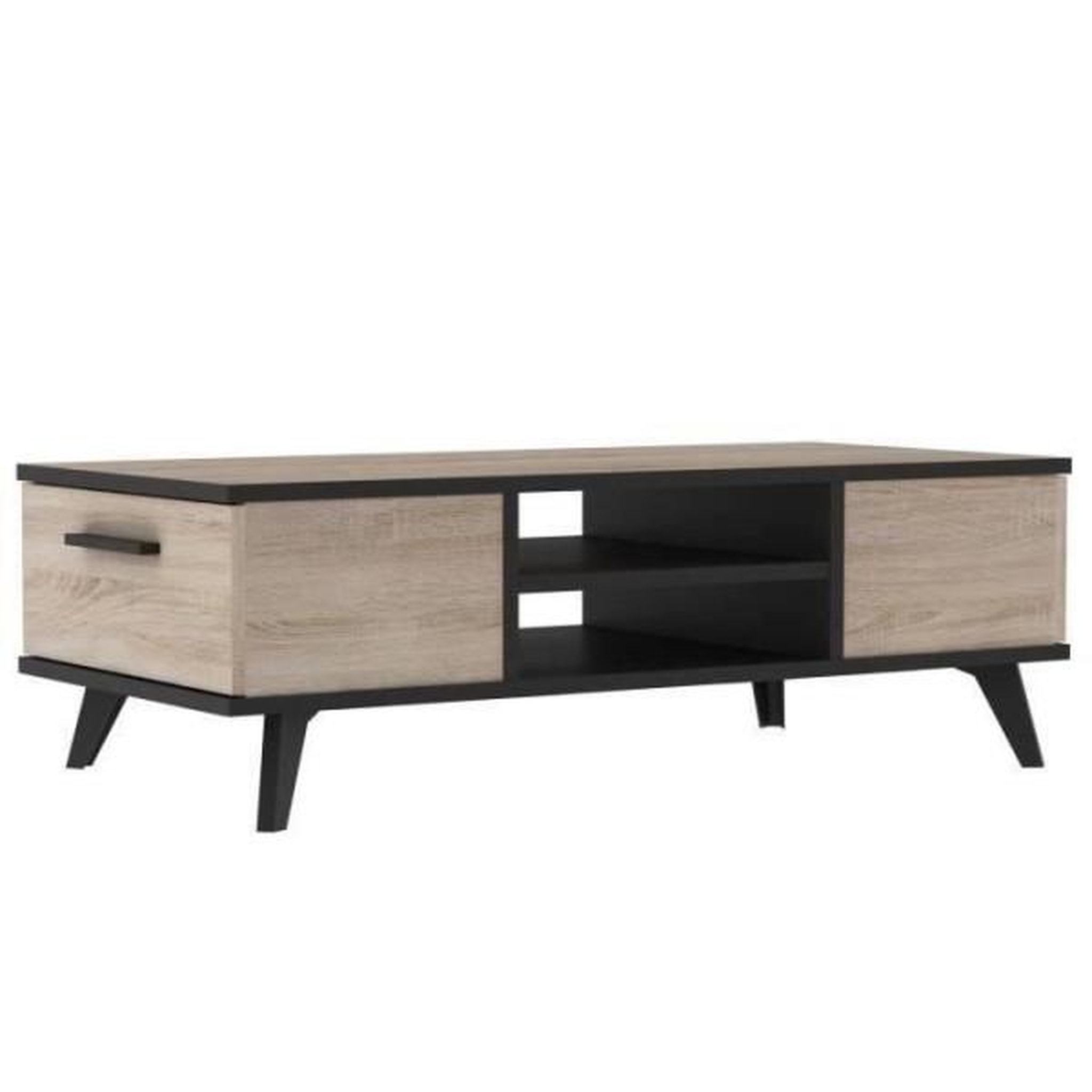 Voir la diapositive 3 : Demeyere Ensemble meuble tv table basse buffet wayne - mélaminé - style scandinave - chene brossé et noir