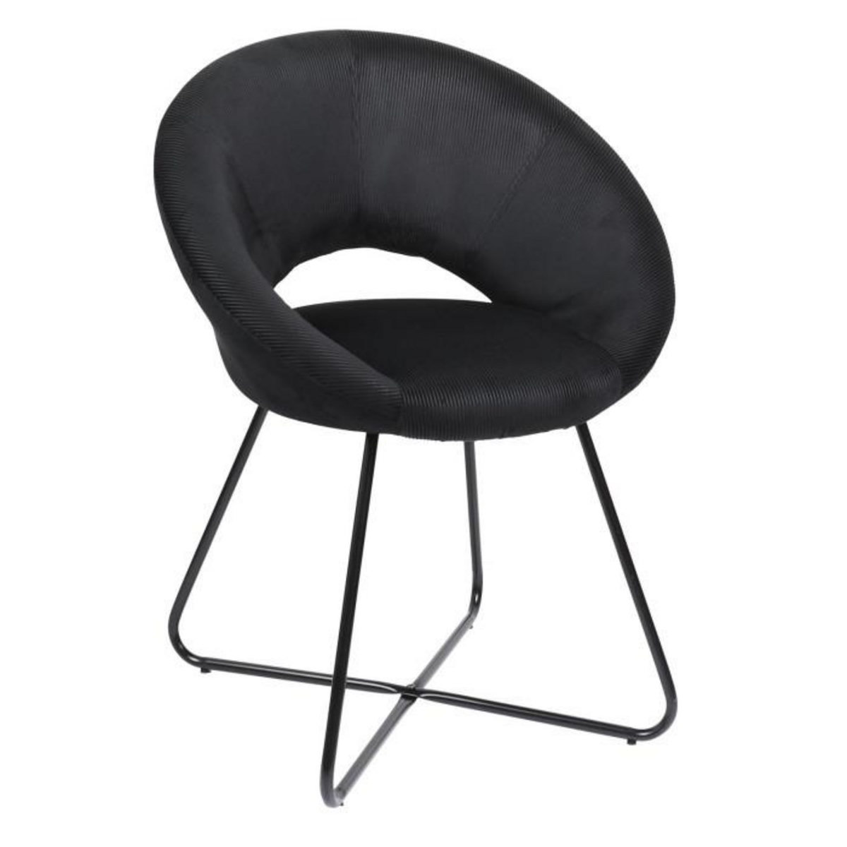 Paris Prix Fauteuil Design Velours Côtelé  Giulia  84cm Noir