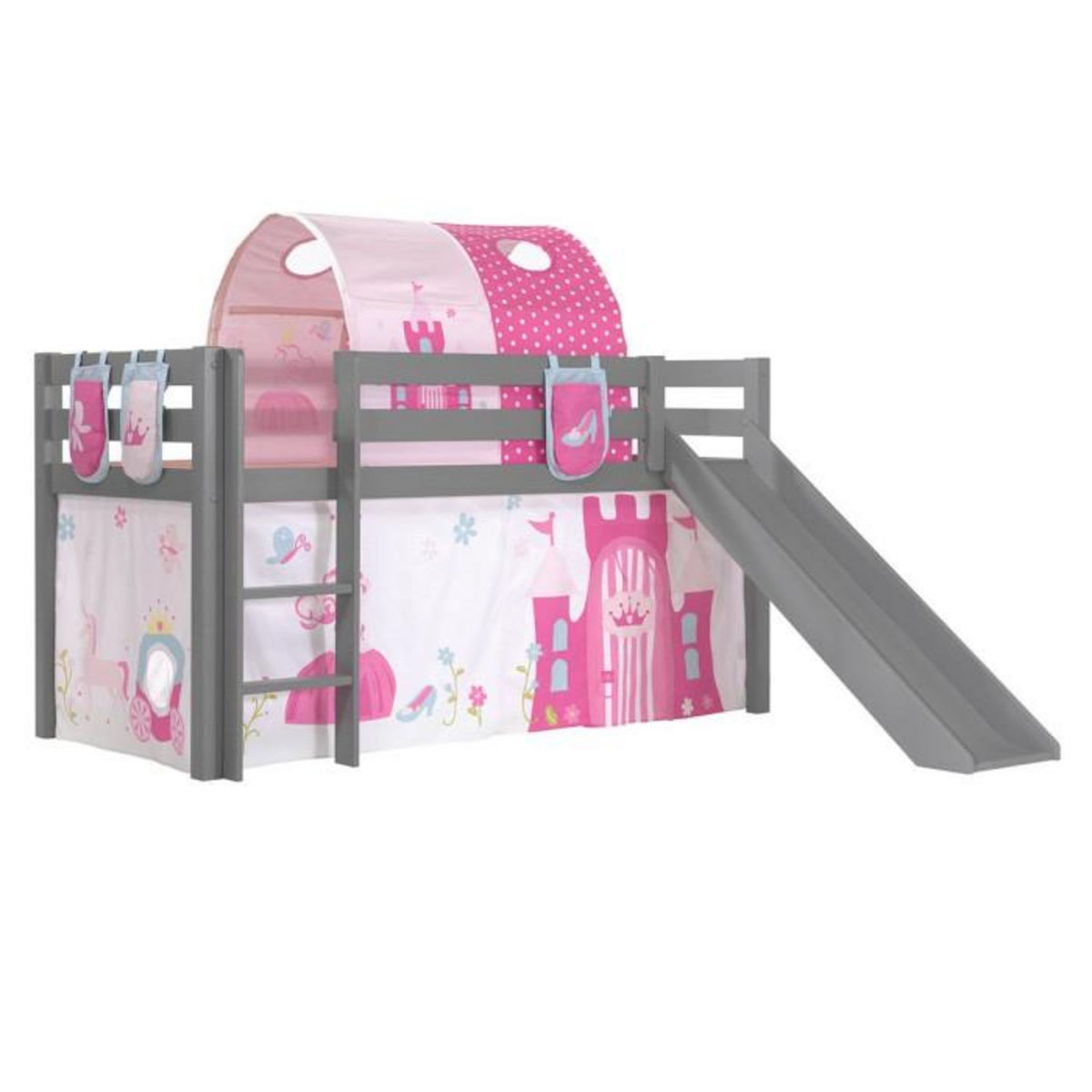 Paris Prix Pack - Lit Enfant, Tente, 3 Pochettes & Tunnel  Pino Princesse  Gris