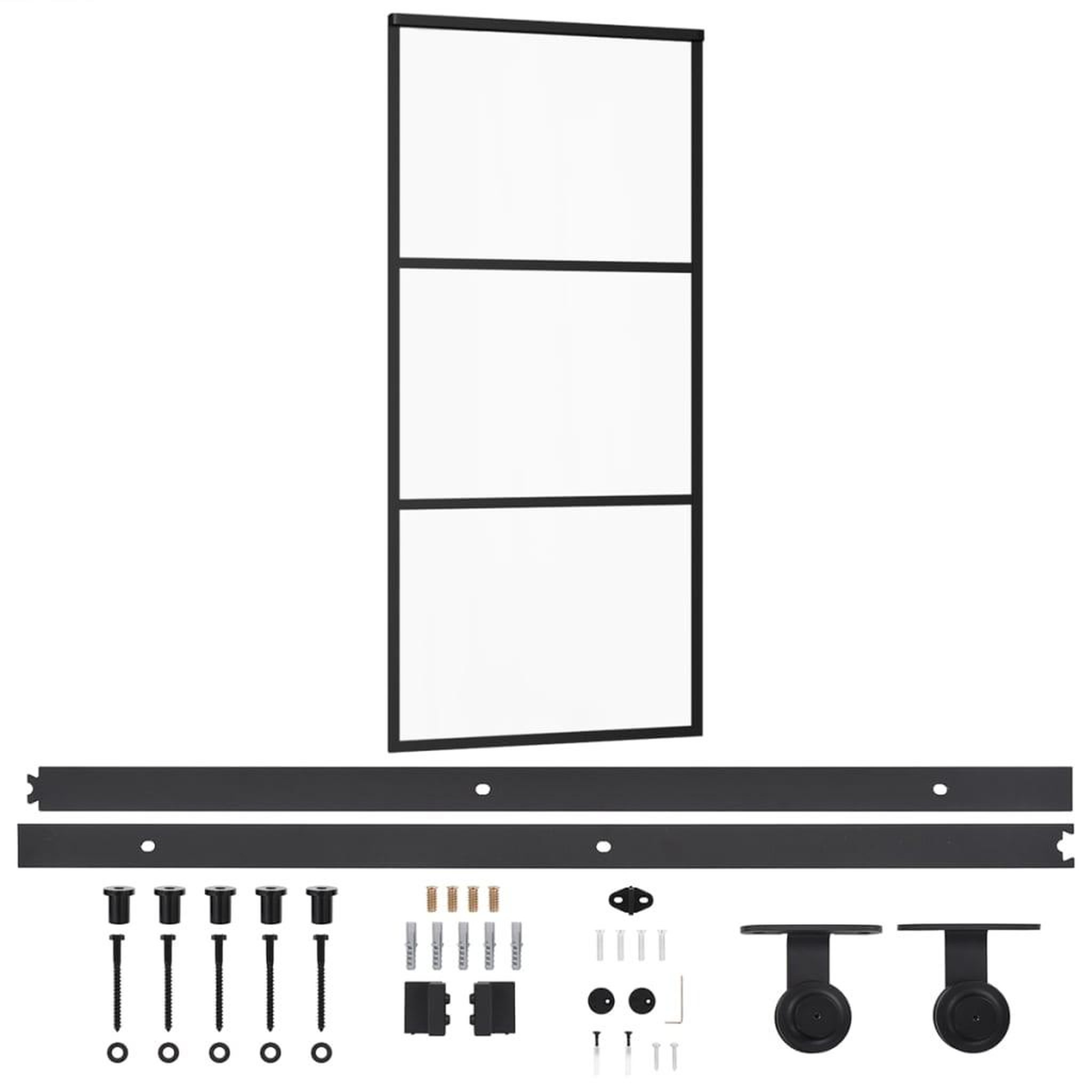 Voir la diapositive 2 : VIDAXL Porte coulissante et quincaillerie Verre et Aluminium 90x205 cm